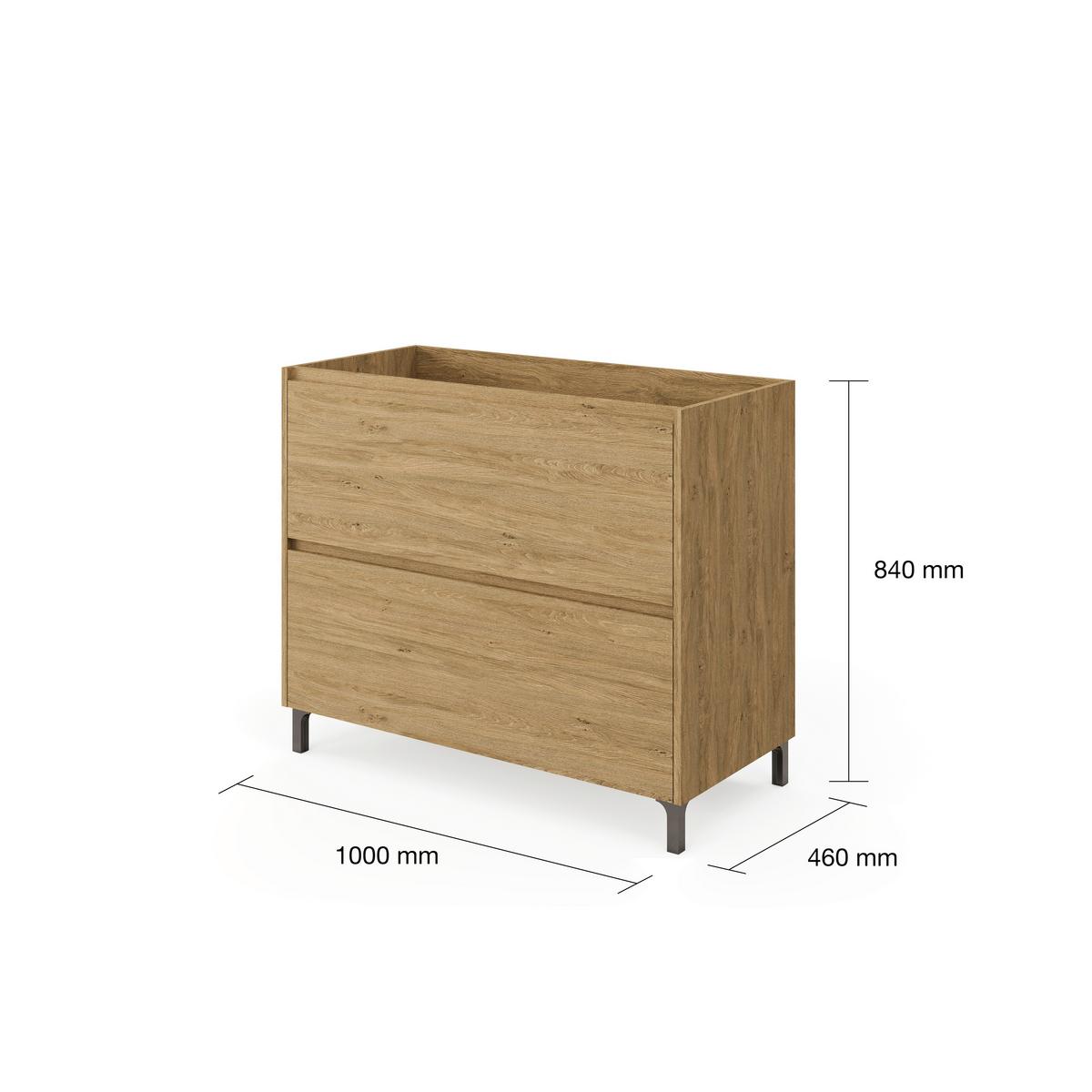 Bază pentru lavoar Lisbona - stejar sălbatic/antracit, Basics, material pe bază de lemn (100/74/46cm)