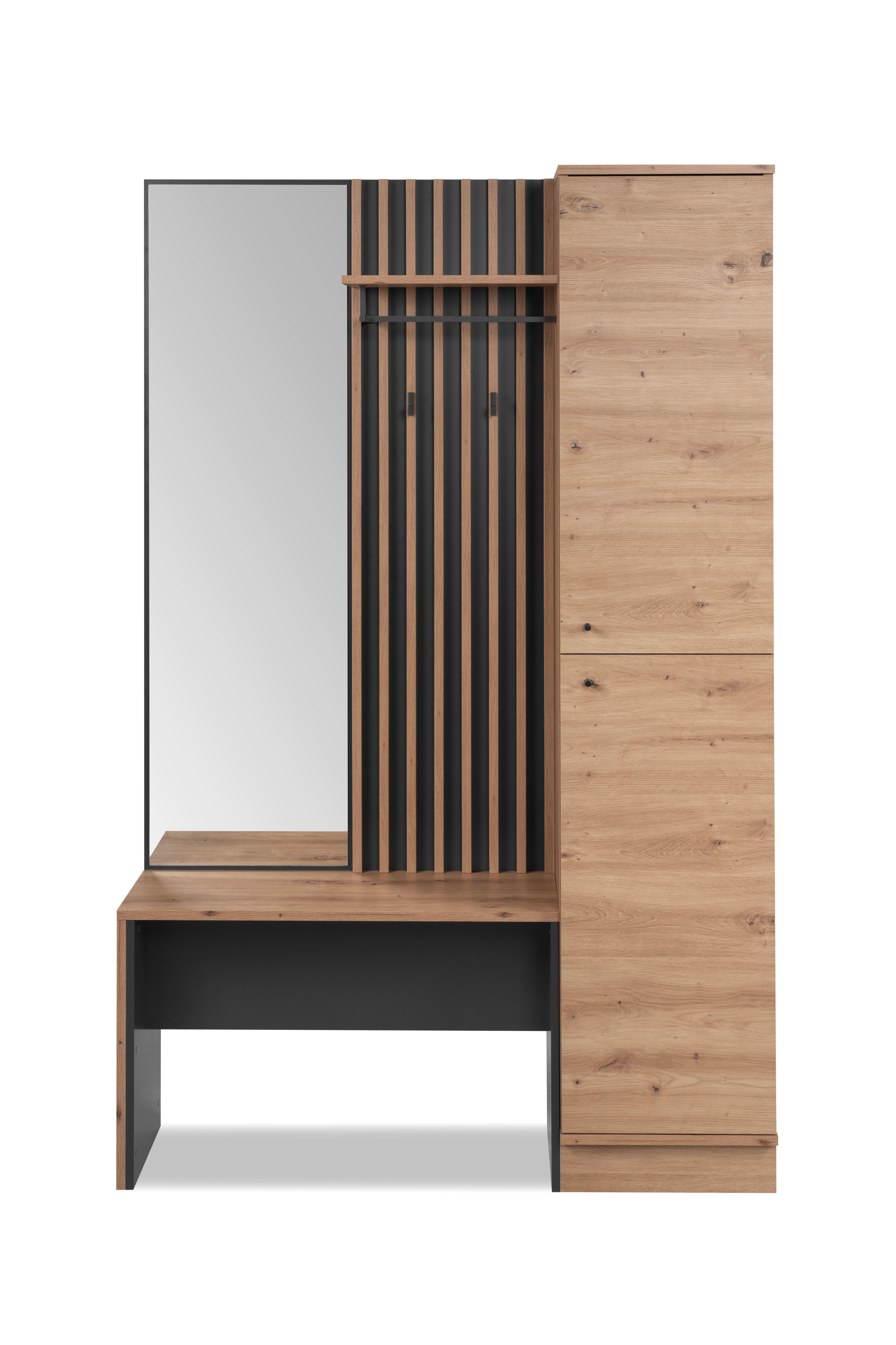 GARDEROBE MEDAN 42B - Anthrazit/Eiche Artisan, MODERN, Holzwerkstoff (122/190/37cm) - MID.YOU