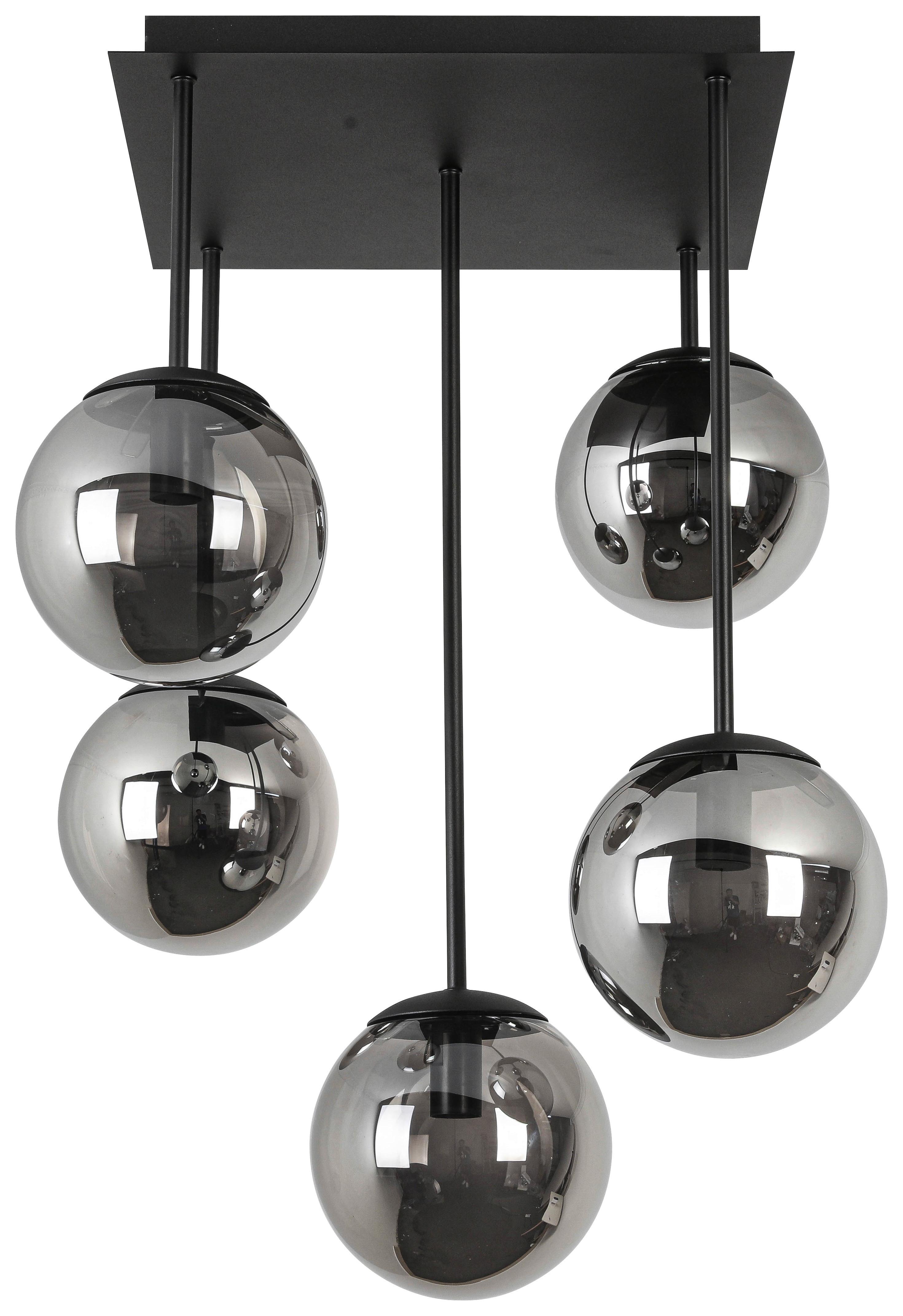 TAKLAMPA LIP - kromfärg/svart, Modern, metall/glas (41/41/61cm) - Mömax