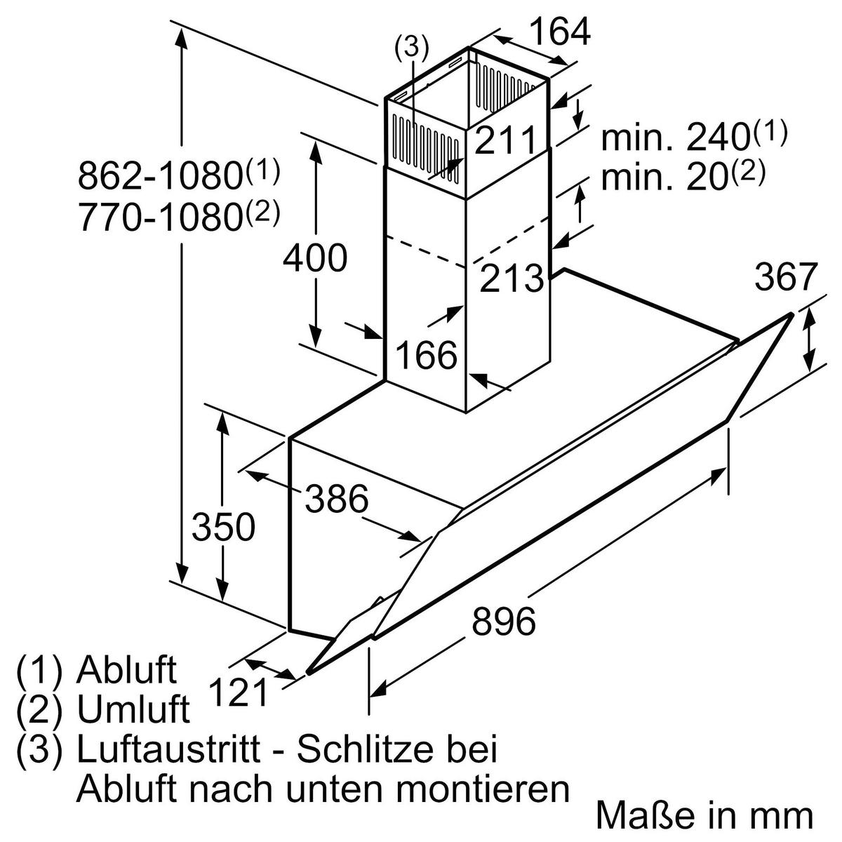 Dunstabzugshaube LV65KA670 - Schwarz, LIFESTYLE, Glas/Metall (89,6/35,4/38,6cm) - Siemens