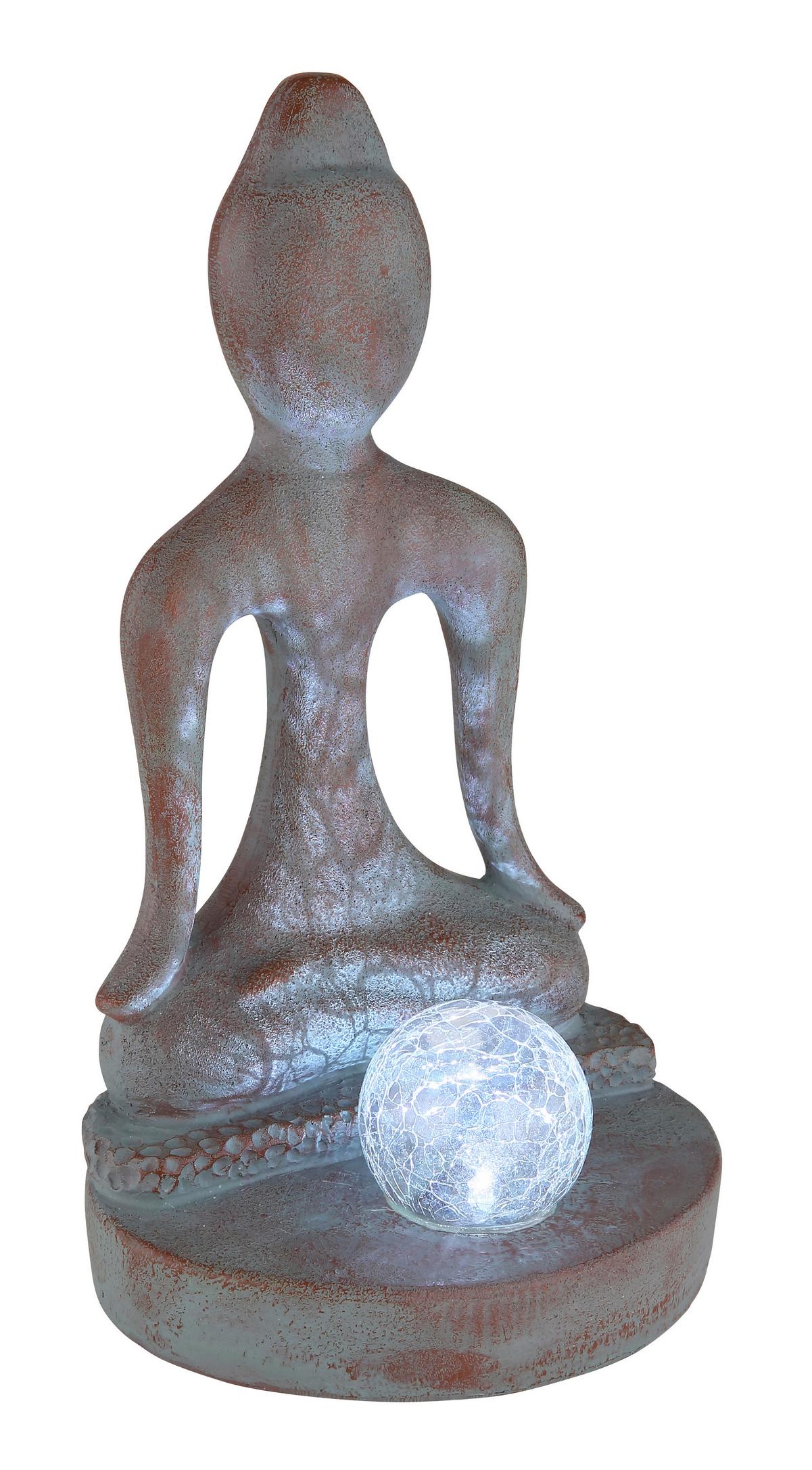 Solarna Svetilka Buddha, S Sijalko - siva/barve brona, Konvencionalno, umetna masa/steklo (17,5/15/30cm) - Globo