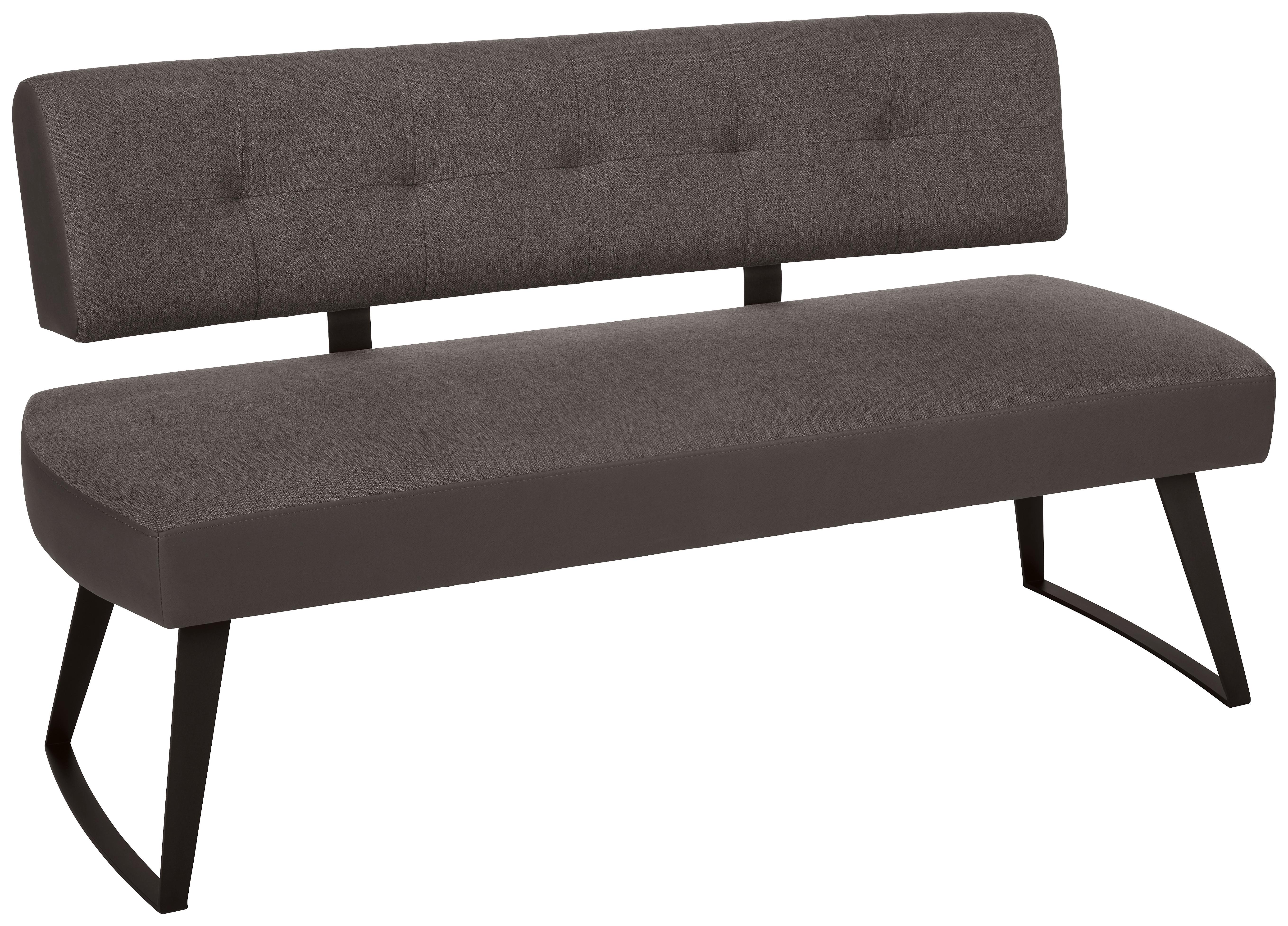 Sitzbank in Dunkelgrau ca. 180cm - Dunkelgrau/Schwarz, Modern, Textil/Metall (180cm) - Premium Living