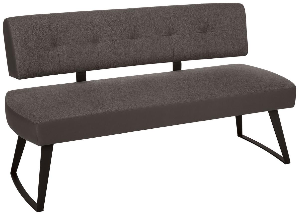Sitzbank in Dunkelgrau ca. 180cm - Dunkelgrau/Schwarz, Modern, Textil/Metall (180cm) - Premium Living