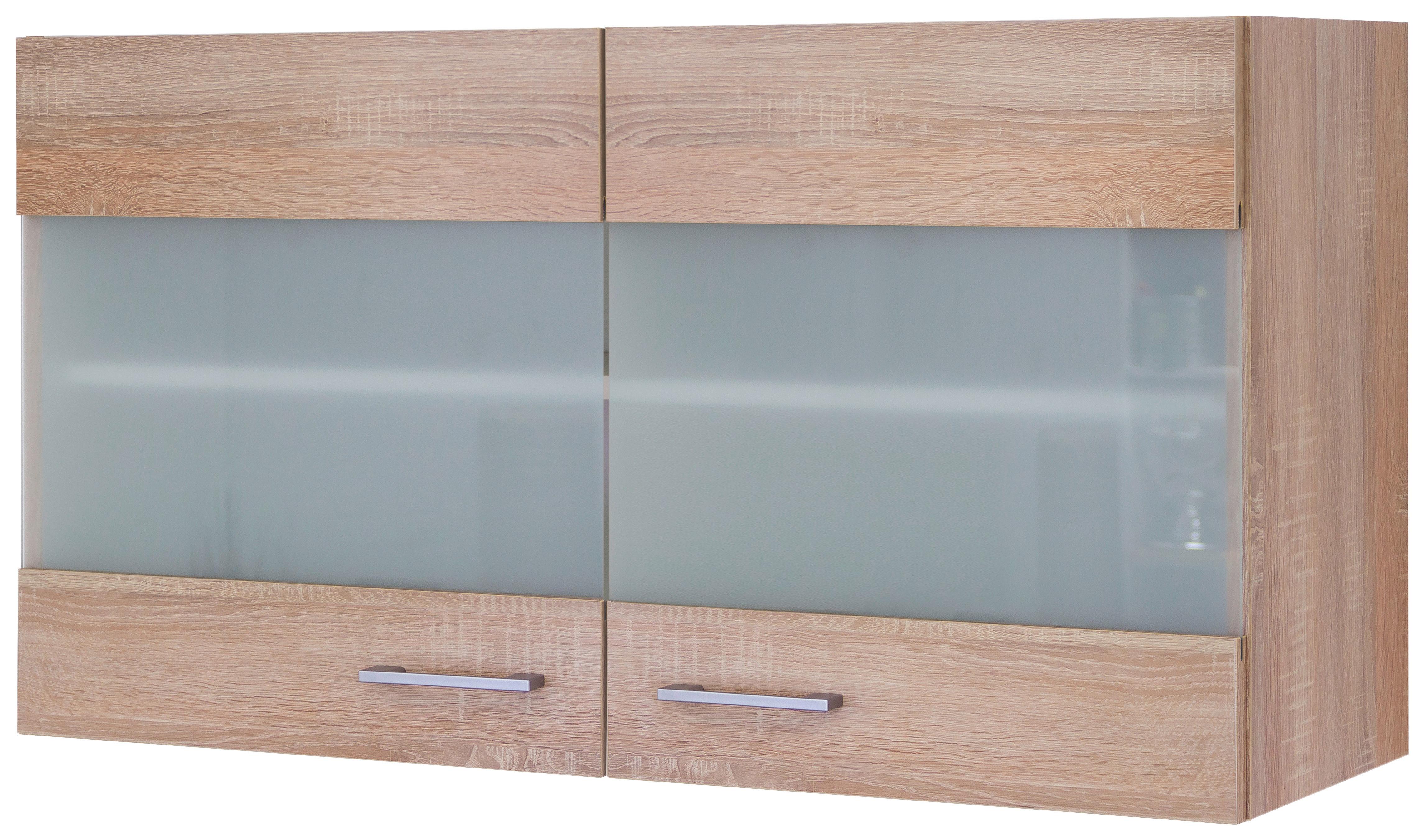 Kuhinjska Zgornja Omarica Samoa, Barva Hrasta - bela/barve aluminija, Konvencionalno, umetna masa/leseni material (100/54,8/32cm)