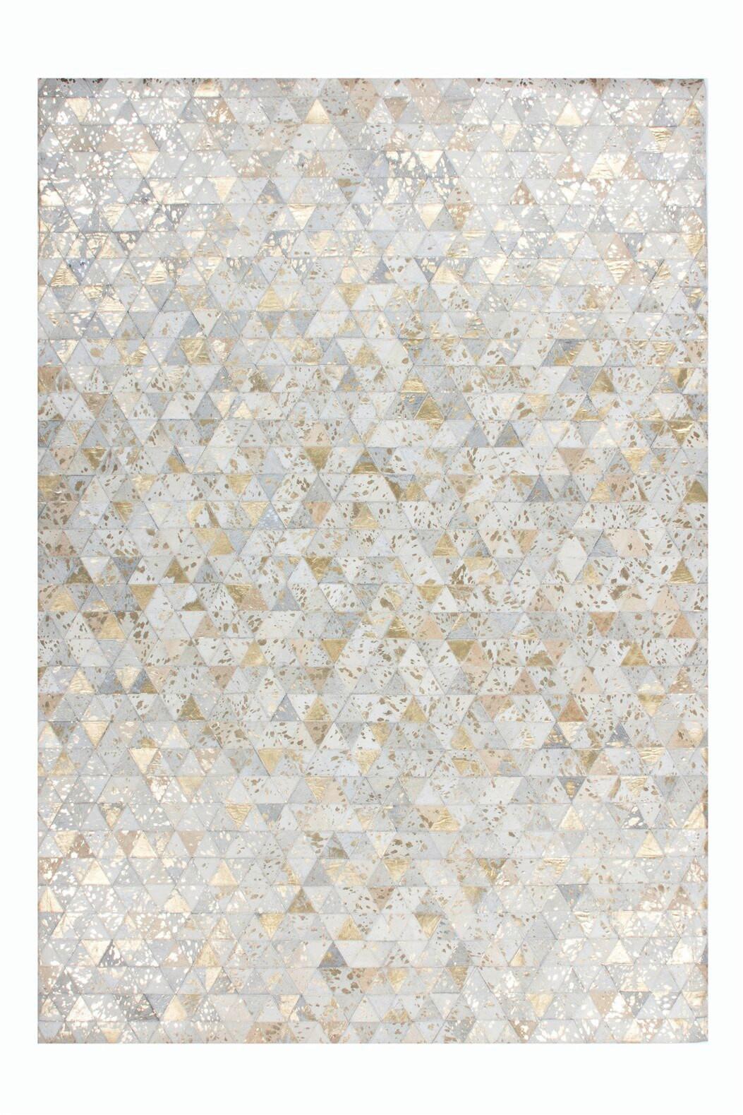 FLACHWEBETEPPICH ROCKET 410 ELFENBEIN / GOLD - Goldfarben/Creme, Konventionell, Leder (200/290cm) - Kayoom