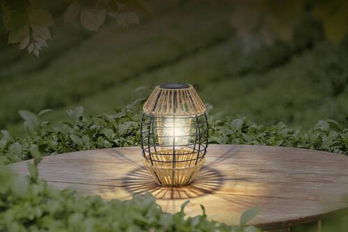 Solarna Svetilka Lantern, S Sijalko - črna/naravne barve, Natur, kovina/umetna masa (16,5/40,5cm) - Globo