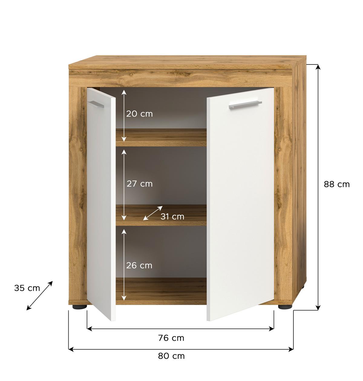 Komoda Jam - bijela/srebrne boje, Design, drvni materijal/plastika (80/88/35cm) - Modern Living