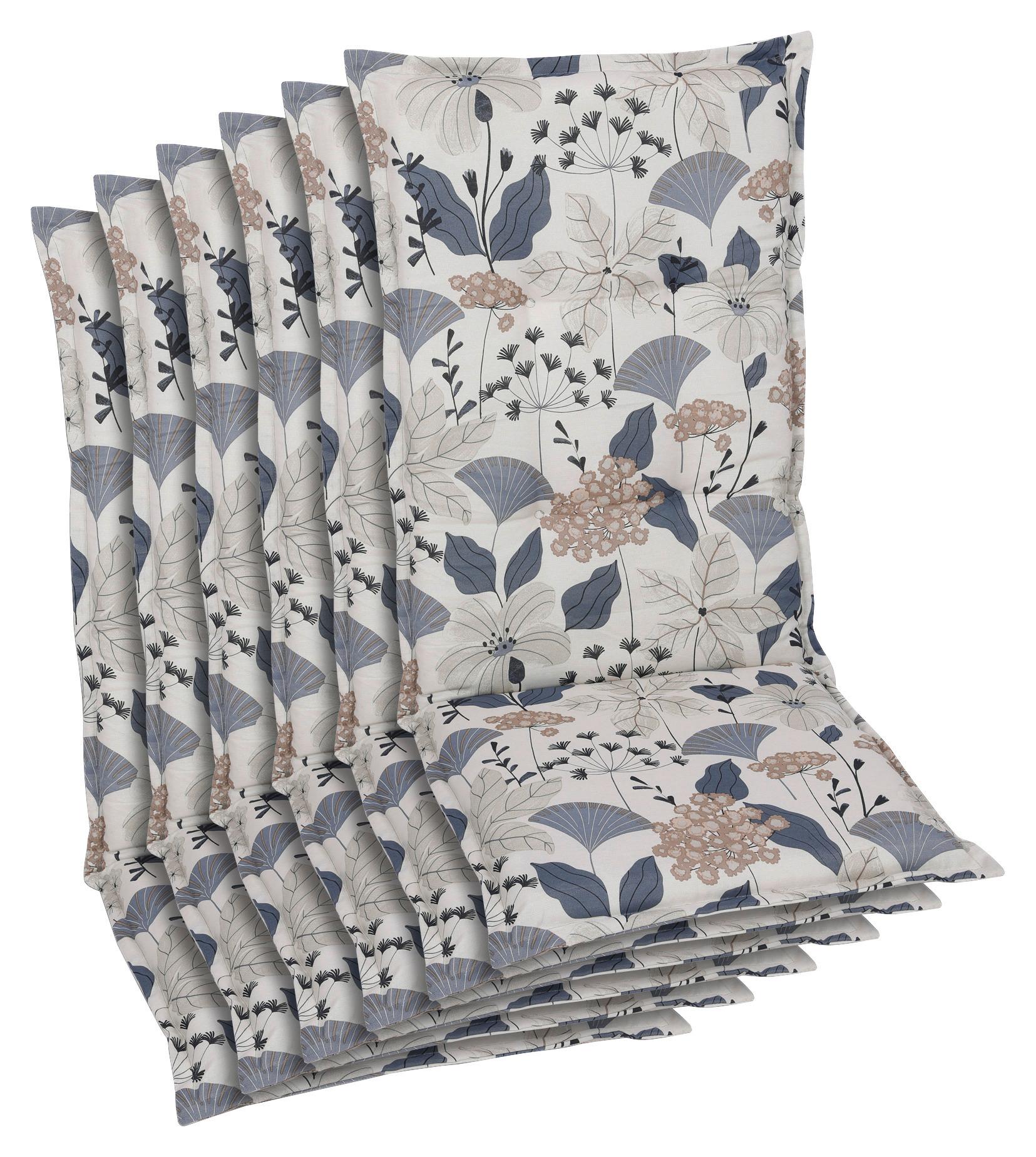 Sesselauflagenset Blau/Beige, 6-teilig - Blau/Beige, Basics, Textil (50/6/120cm)