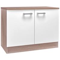 Spülenunterschrank Lexa Weiss/Eiche - Alufarben/Weiß, MODERN, Holzwerkstoff/Kunststoff (100/85/60cm) - Based