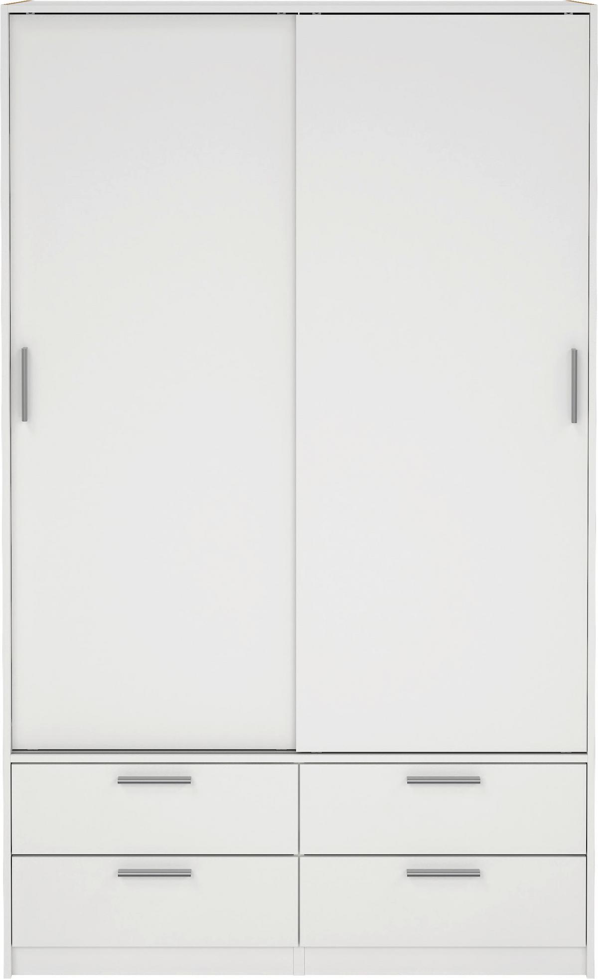 Omara Z Drsnimi Vrati Line, Bela - srebrne barve/bela, Moderno, kovina/leseni material (121,2/200/60,3cm) - MID.YOU