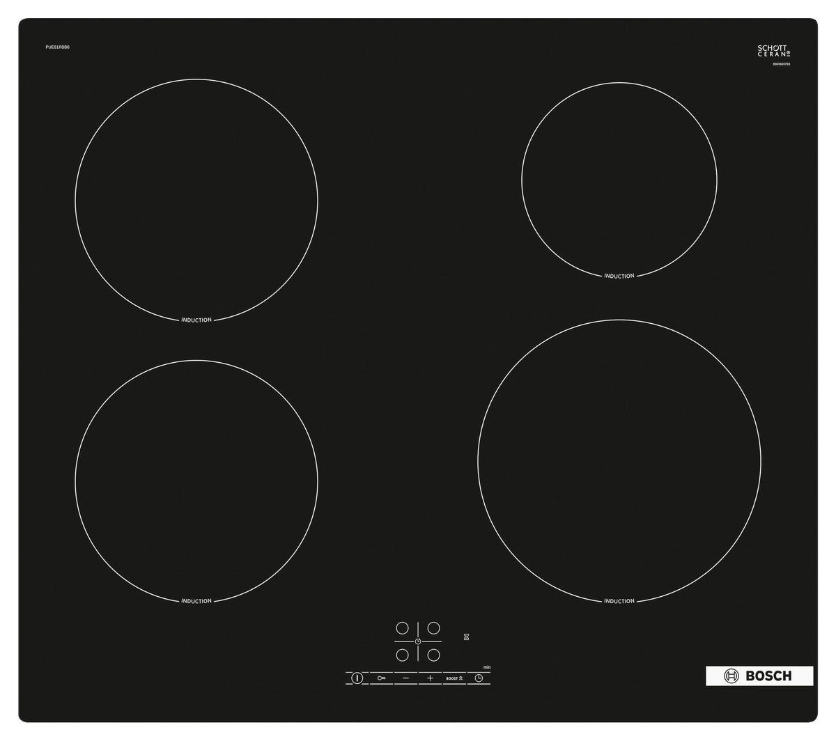 Induktionskochfeld PUE61RBB6E in Schwarz - Schwarz, Basics (59,2/5,1/52,2cm) - Bosch