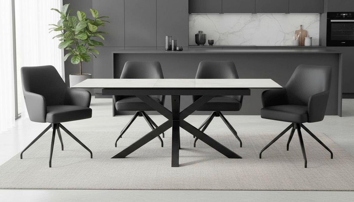 Raztegljiva Miza Lotus, Bela, 168-210x90 - črna/bela, Moderno, kovina/steklo (168-210/90/76cm) - MID.YOU