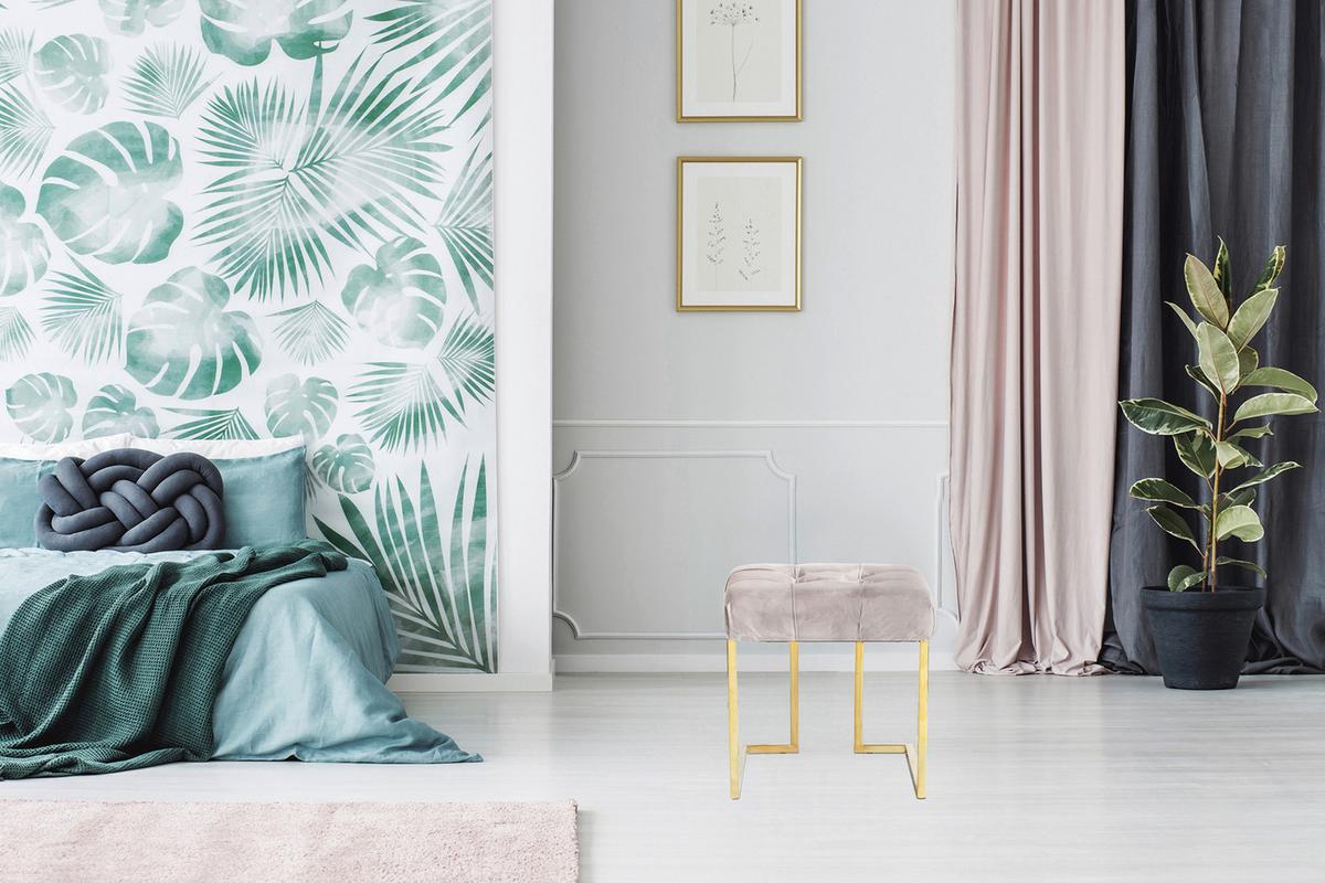 Hocker Parity Taupe Samt - Design, Textil/Metall (48/48/48cm) - Kayoom