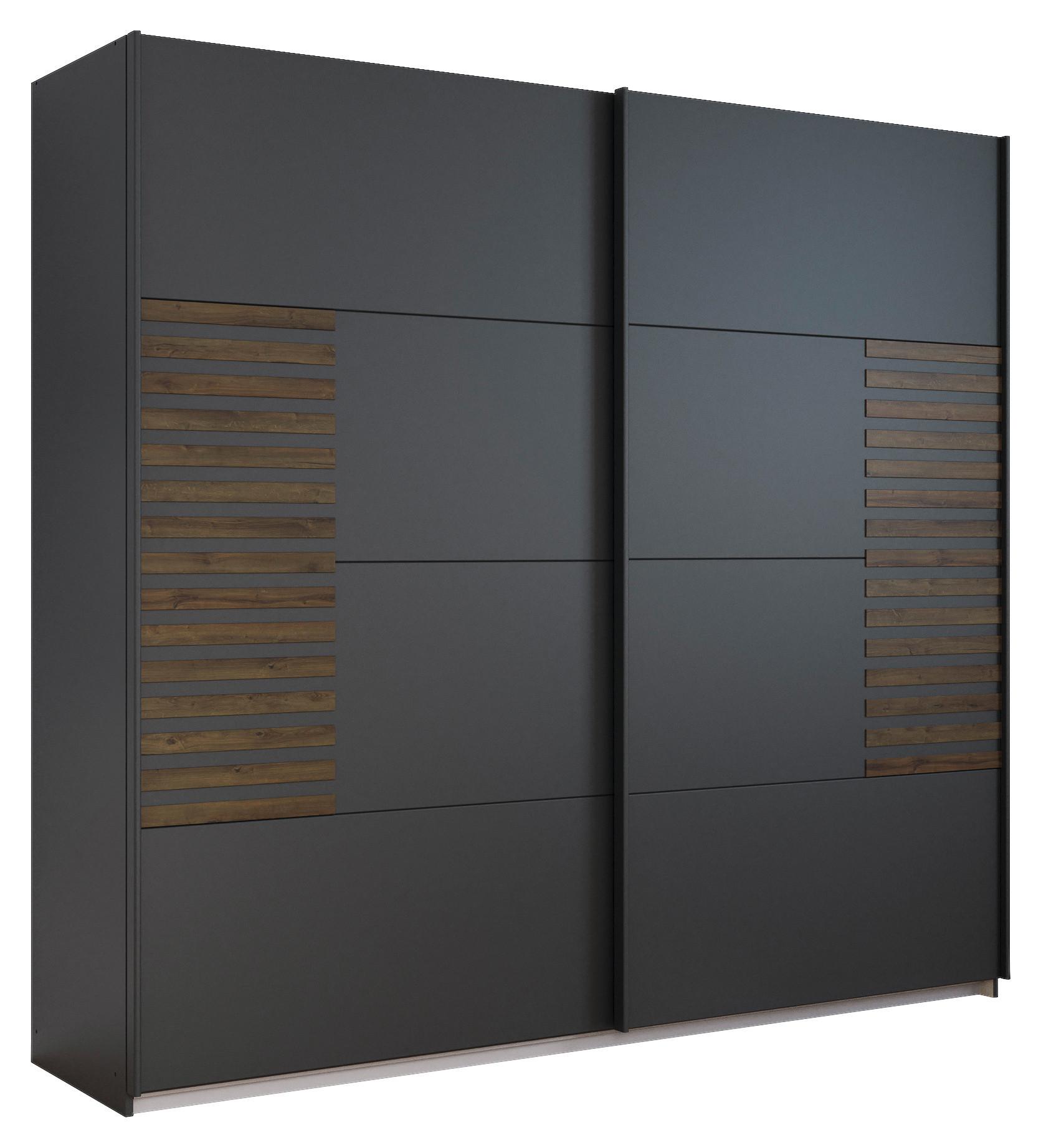 Omara Z Drsnimi Vrati Barea, Temno Siva - temno siva/siva, Moderno, kovina/leseni material (226/210/62cm) - Rauch Möbel