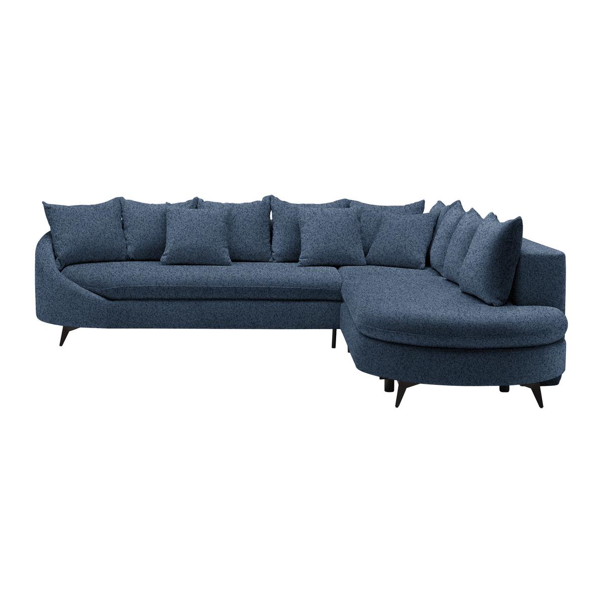 Ecksofa Axel Dunkelblau - Schwarz/Dunkelblau, MODERN, Textil/Metall (291/87/250cm) - Mömax