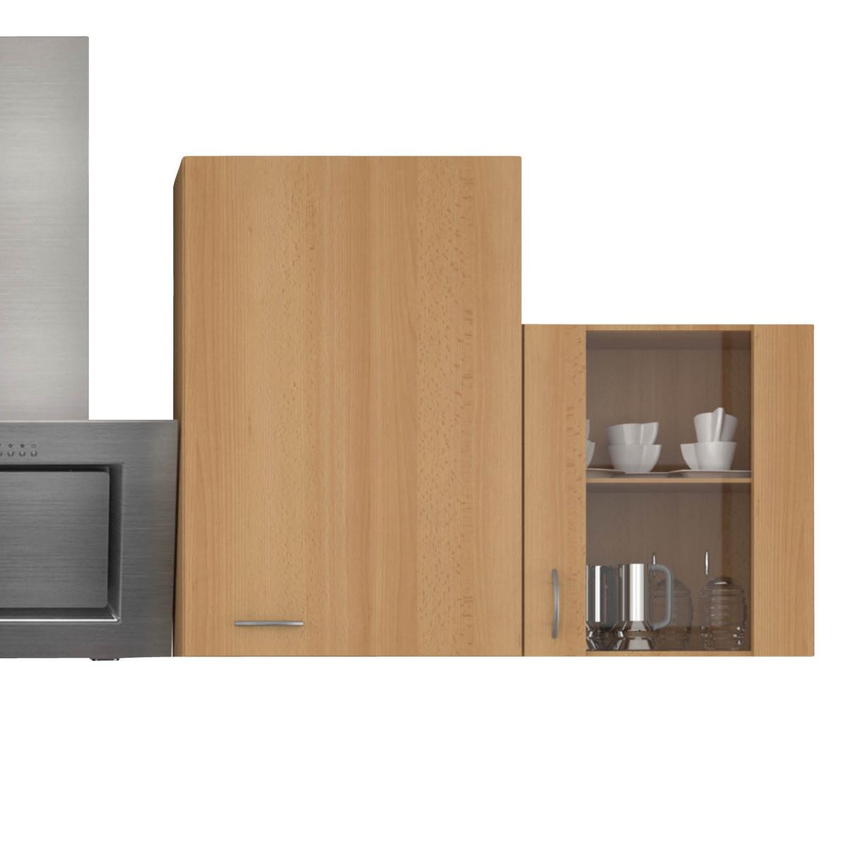Kuhinjski Blok Z Aparati Nano, Barva Bukve - barve nerjavečega jekla/barve bukve, Moderno, umetna masa/steklo (280cm) - FlexWell