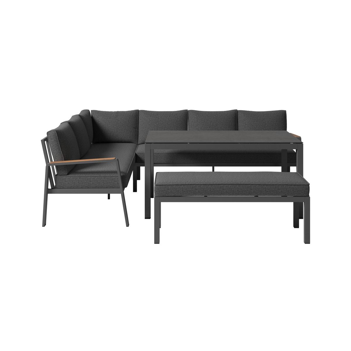 Lounge Garnitura Lecce, Rjava, Antracit, 4-Delno - črna/antracit, Moderno, kovina/steklo (194/255cm) - Beldano