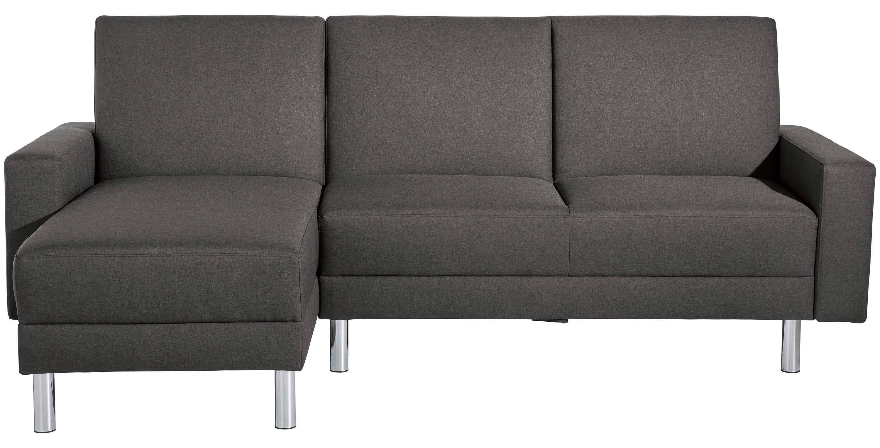 ECKSCHLAFSOFA JUST FASHION - Chromfarben/Anthrazit, KONVENTIONELL, Textil/Metall (152/230cm) - Max Winzer