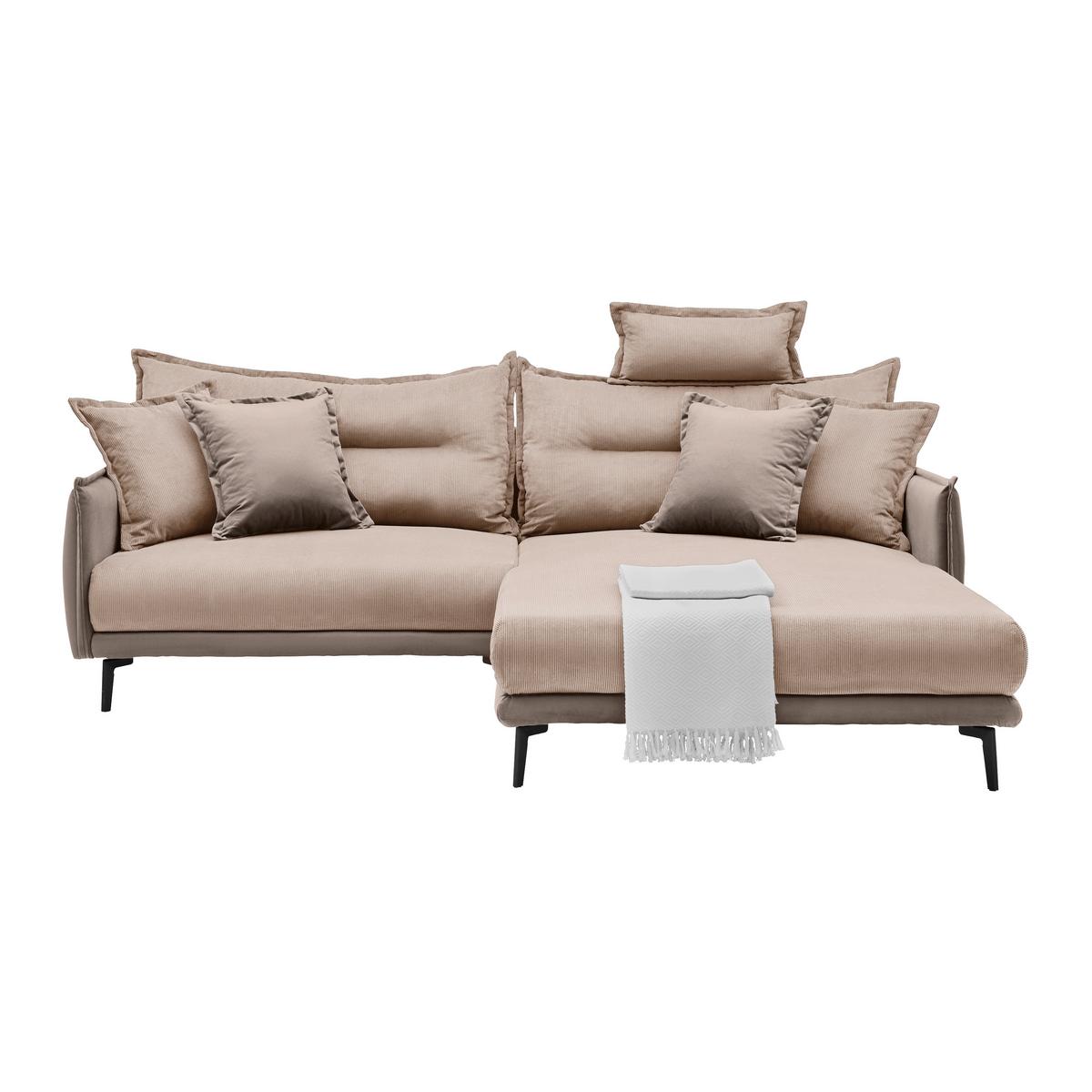 Ecksofa Nuovo Greige - Greige/Schwarz, MODERN, Textil/Metall (245/72-113/190cm) - Mömax