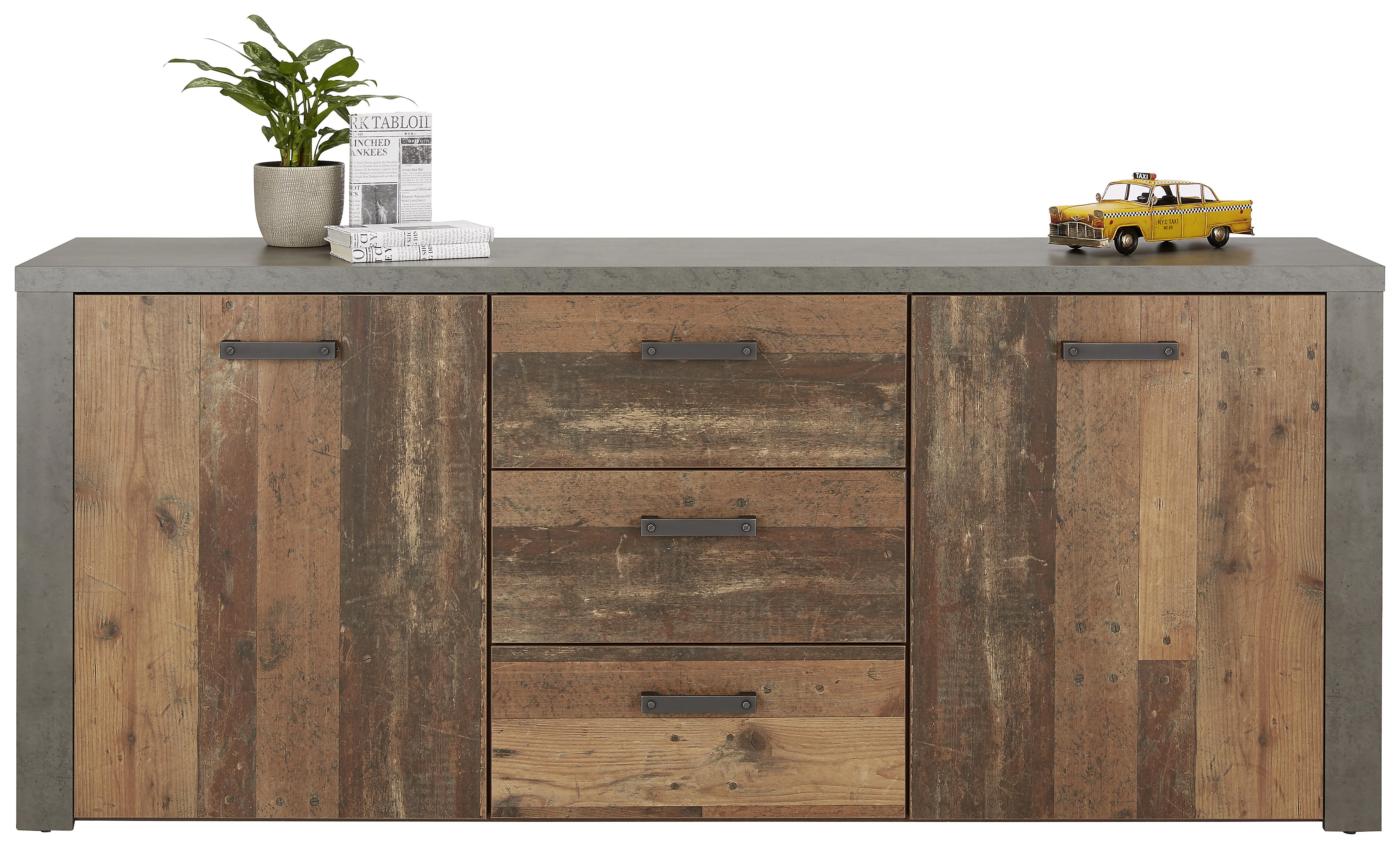 Sideboard in Dunkelbraun - Dunkelgrau/Dunkelbraun, MODERN, Holzwerkstoff/Kunststoff (196/83/41cm) - Modern Living