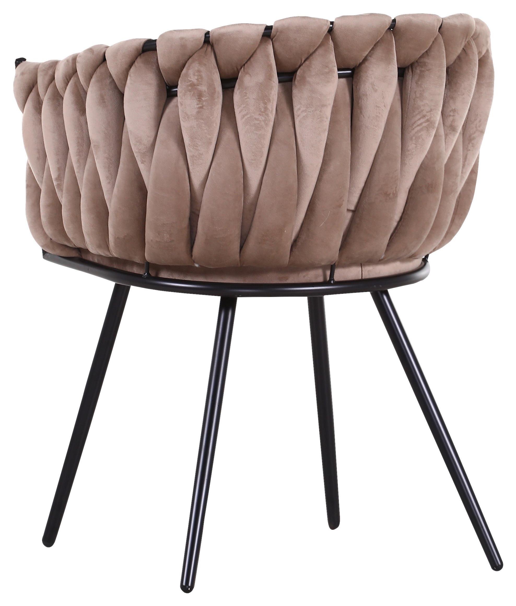 KRZESŁO Z PODŁOKIETNIKAMI WEAVY -COUTURE- - czarny/jasnobrązowy, Lifestyle, metal/tkanina (60/78/55cm) - Landscape