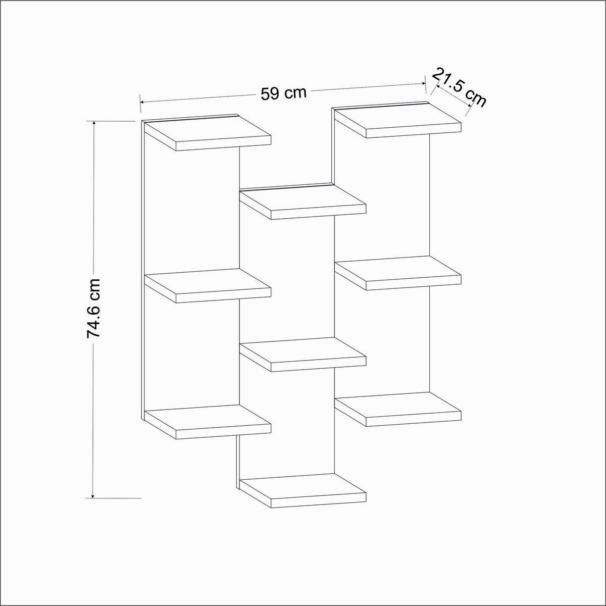 Stenski Regal Texas - bela, Design, leseni material (58,8/74,1/21,4cm) - MID.YOU