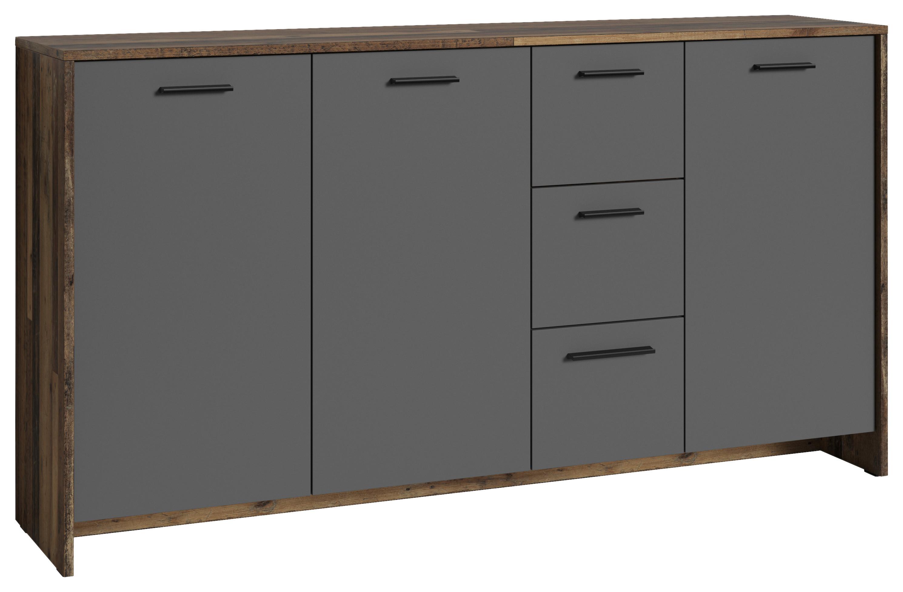 Sideboard Ben in Anthrazit/Eiche Artisan - Anthrazit/Eiche Artisan, MODERN, Holzwerkstoff/Kunststoff (153/83/35cm) - MID.YOU