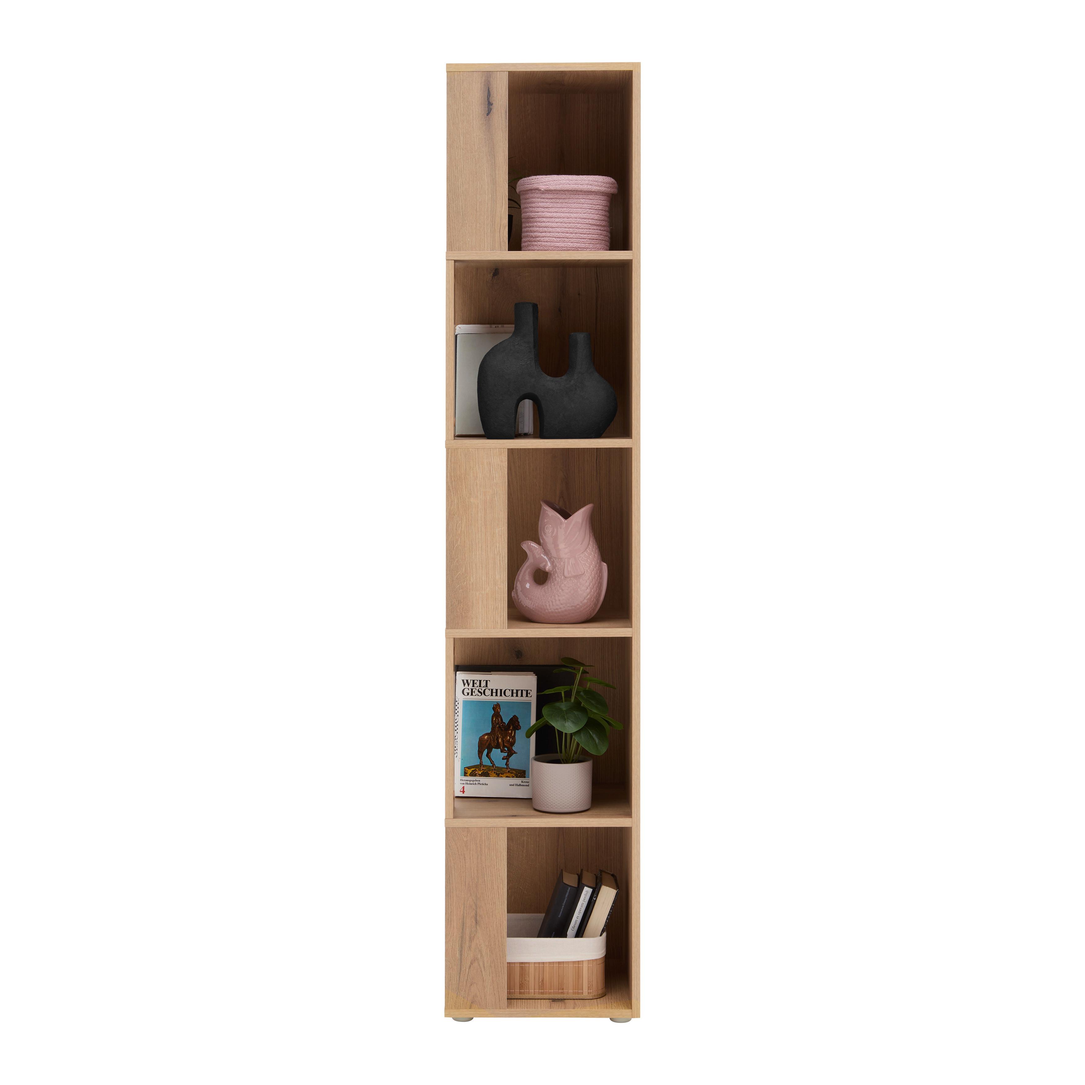 ÉTAGÈRE D'ANGLE KORNEL -EXKLUSIV- - couleur chêne, MODERN, matériau en bois (38/186,2/38cm) - Mömax