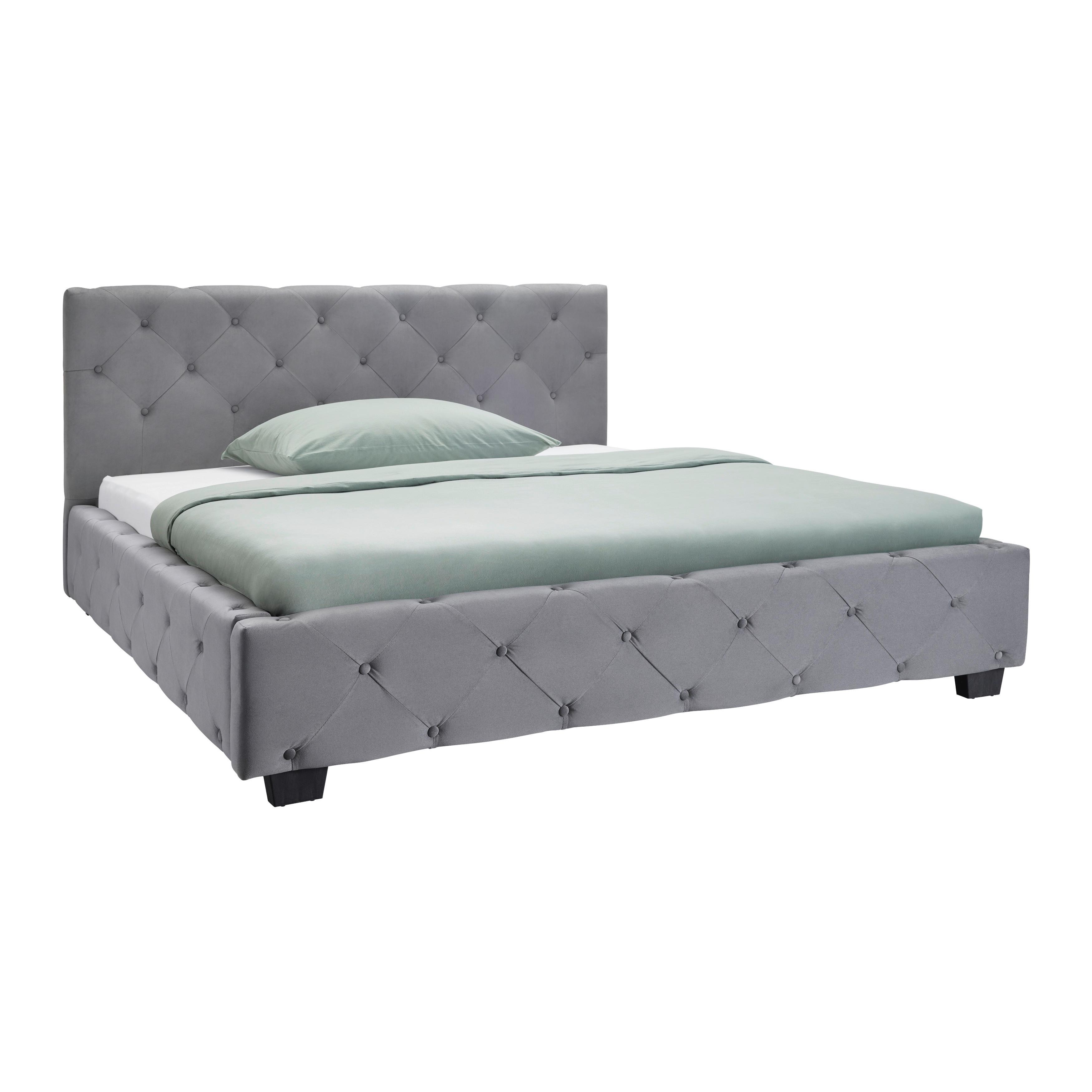 Polsterbett Lina ca. 180x200 cm Grau - Schwarz/Grau, MODERN, Holz/Kunststoff (180/200cm) - Bessagi Home