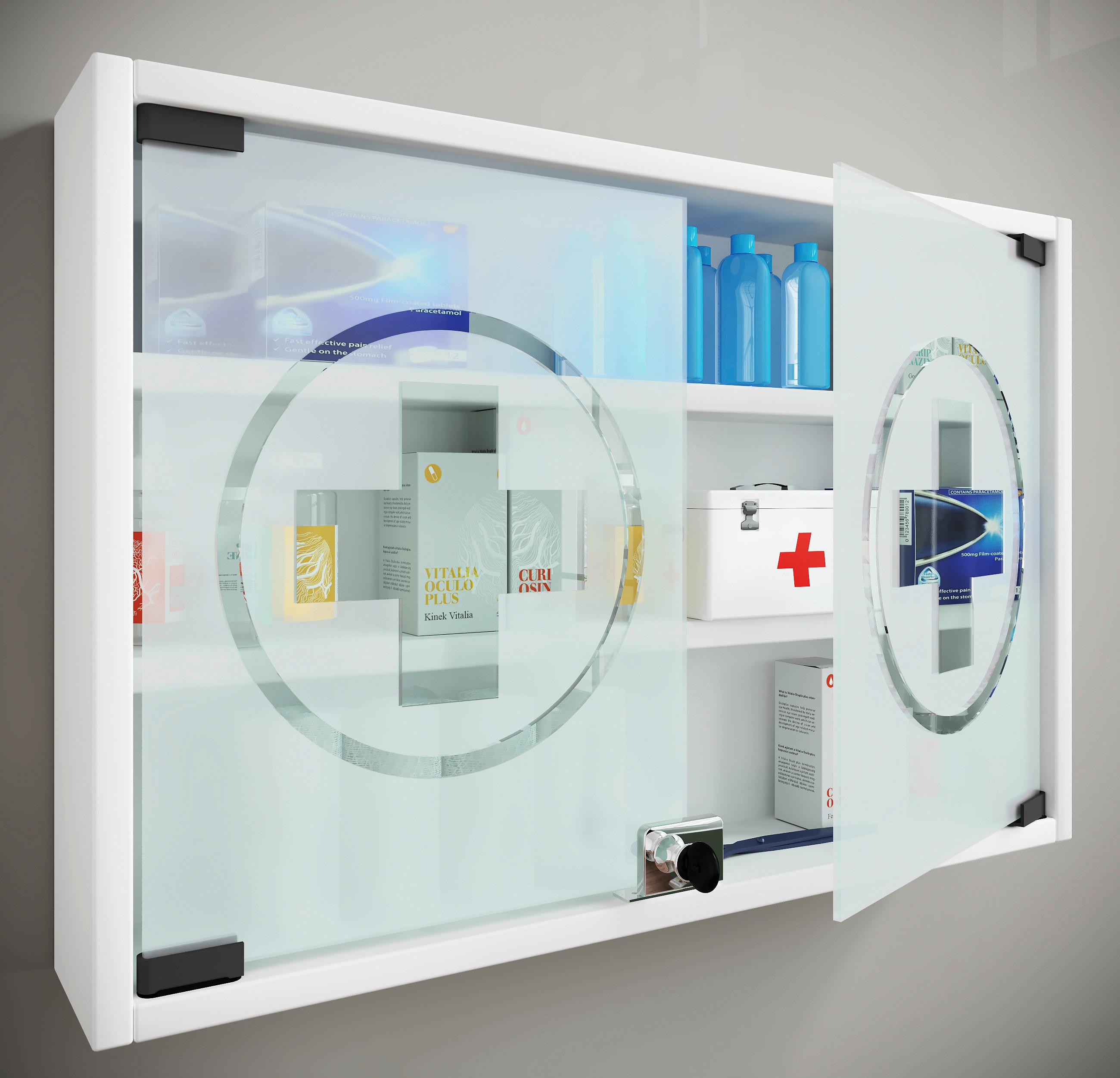 ARMOIRE À PHARMACIE HUSTILA M - Weiss, Modern, Glas/Holzwerkstoff (60/40/10cm) - MID.YOU