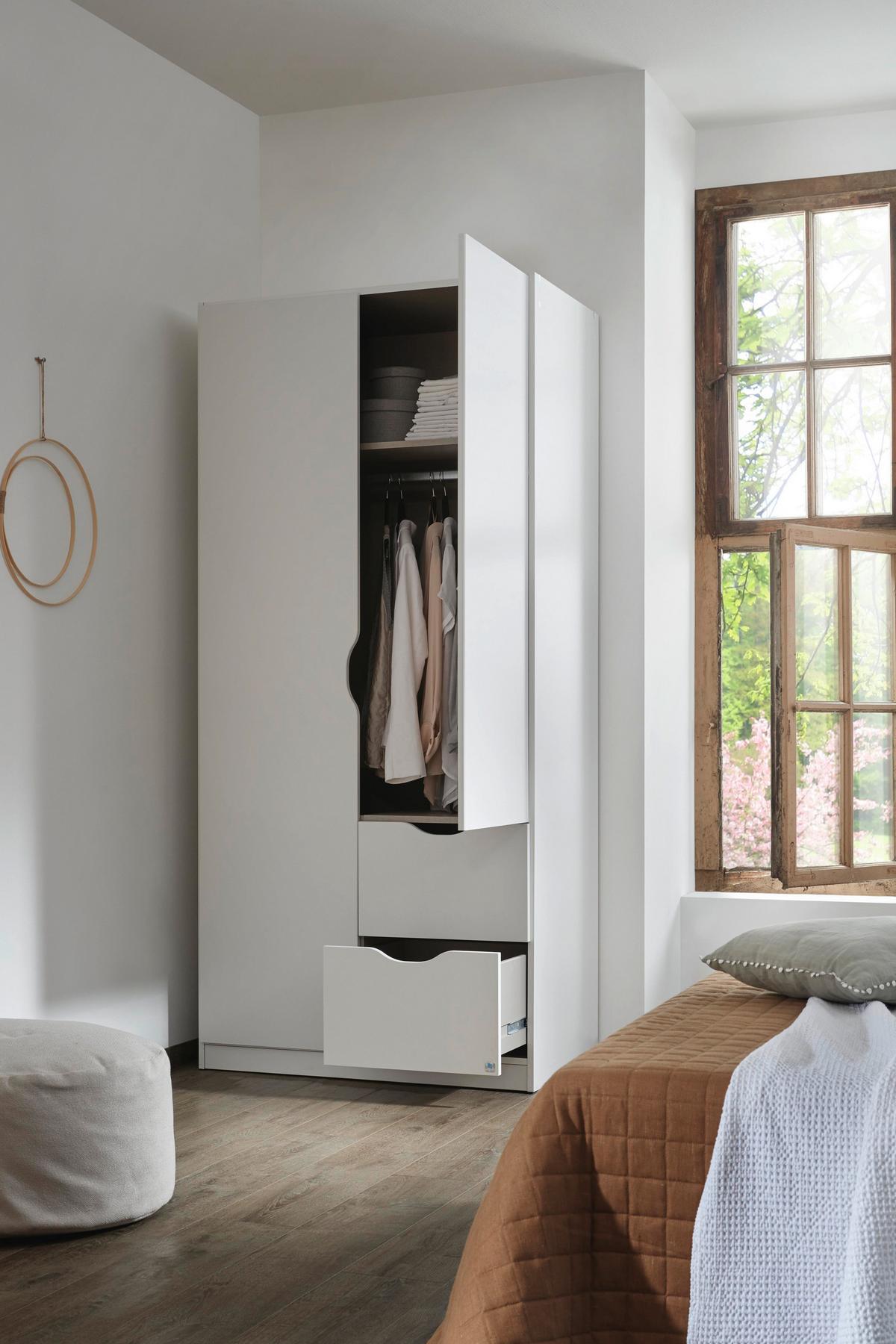 Omara Za Oblačila Arnstein, Bela - bela, Konvencionalno, leseni material (91/197/54cm) - home24