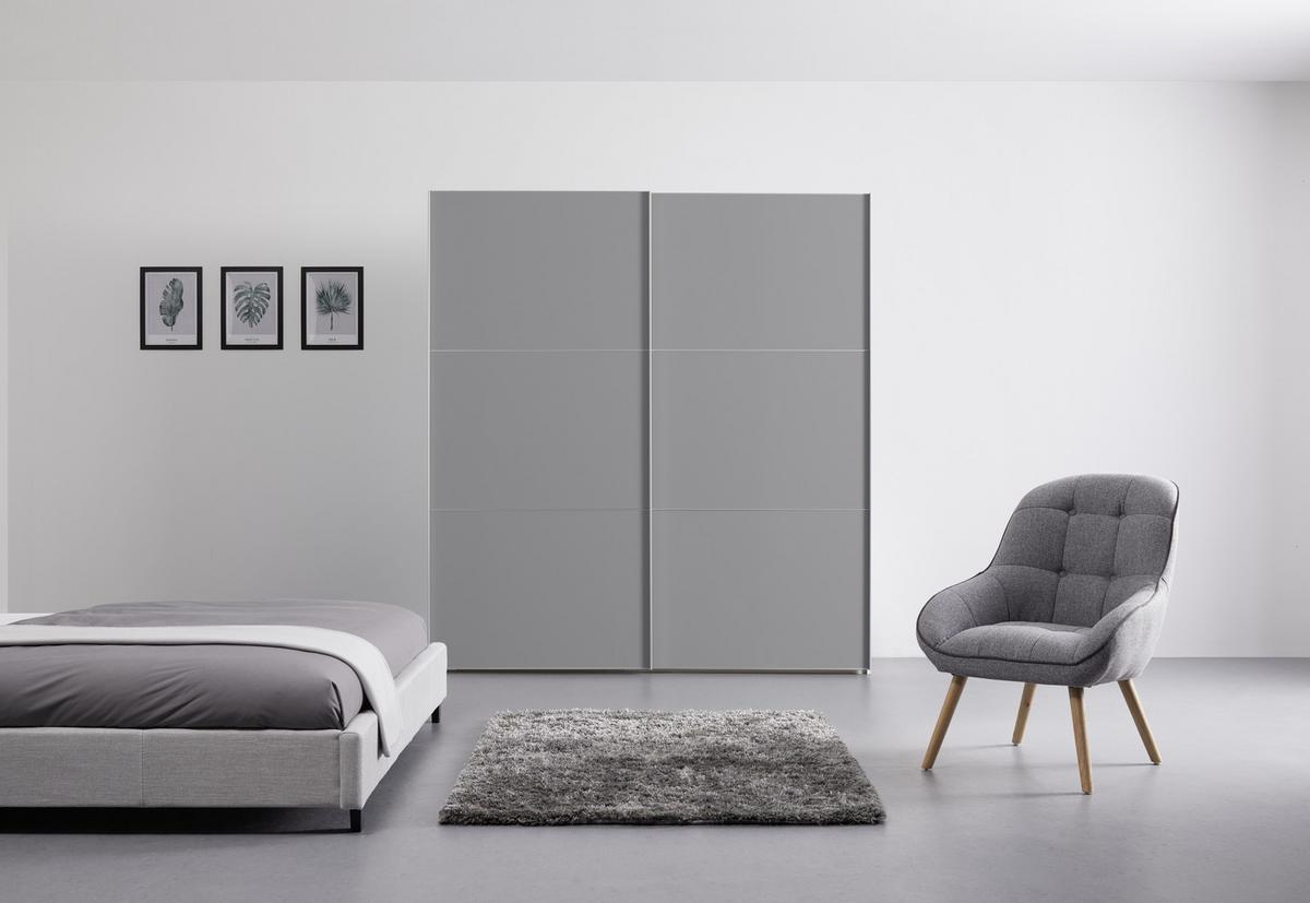 Ormar S Kliznim Vratima Includo - bijela/siva, Moderno, drvni materijal/metal (200/222/68cm) - Premium Living