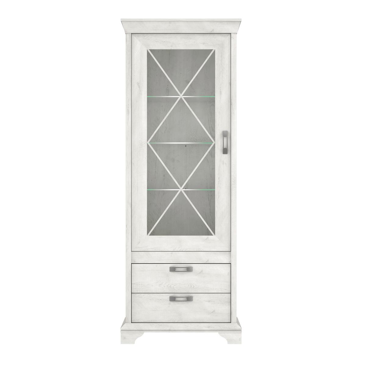 Vitrină KASHMIR - alb, Konventionell, sticlă/material pe bază de lemn (78,3/210,3/48,2cm) - Premium Living
