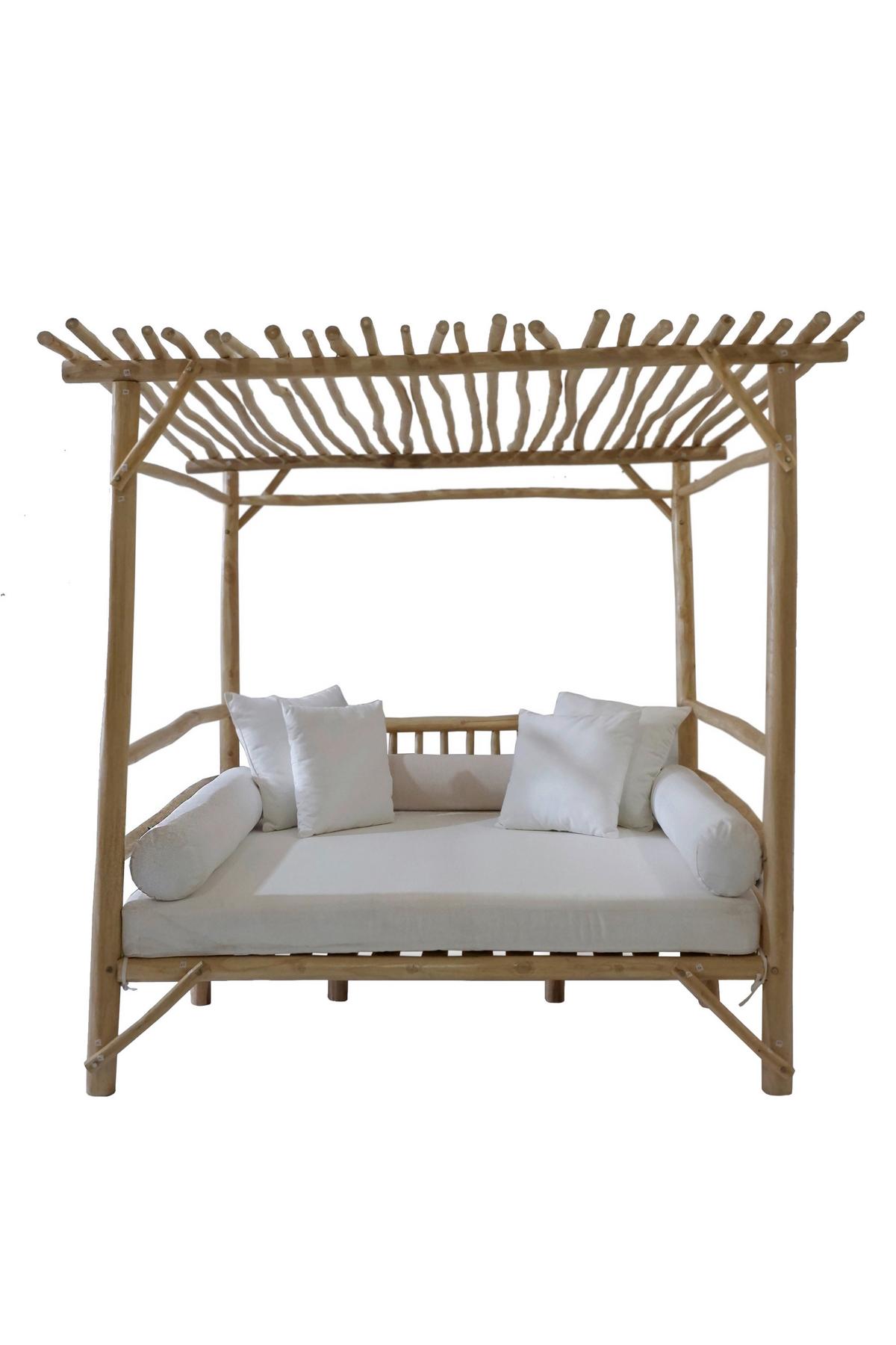 Loungebett Naturfarben - Weiß/Naturfarben, Natur, Holz/Textil (200/200/180cm) - Gardenson