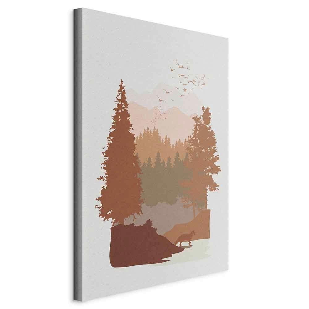 Vászonkép Autumn In The Mountains - világosszürke/konyak, Basics, faalapú anyag/textil (40/60/1,2cm) - artgeist