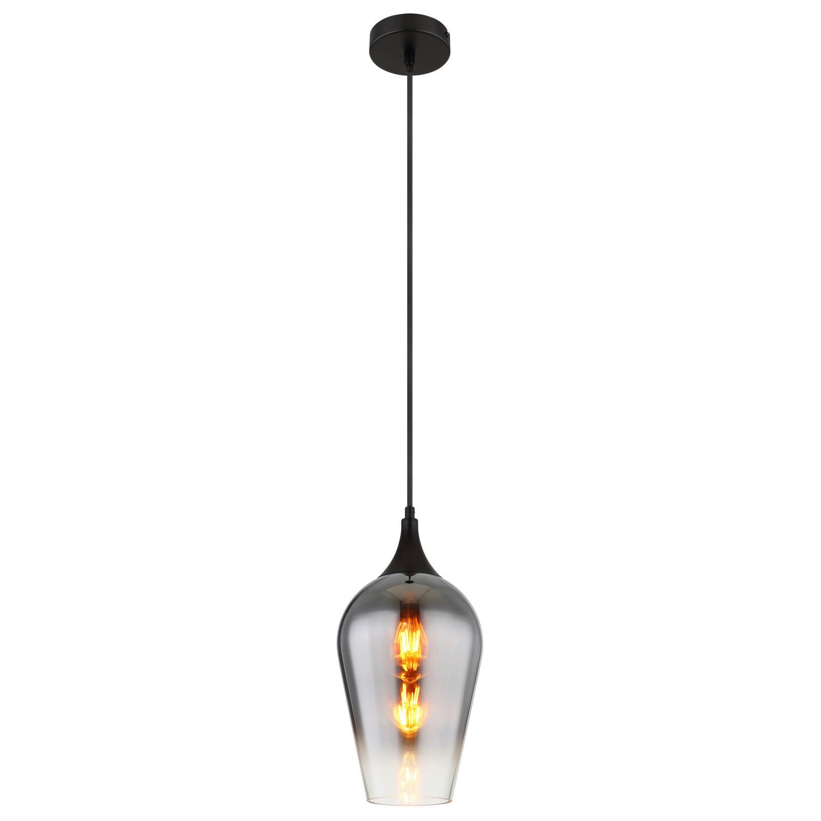 HÄNGELEUCHTE 15552H3 - Chromfarben/Schwarz, Design, Glas/Metall (18/120cm) - Globo
