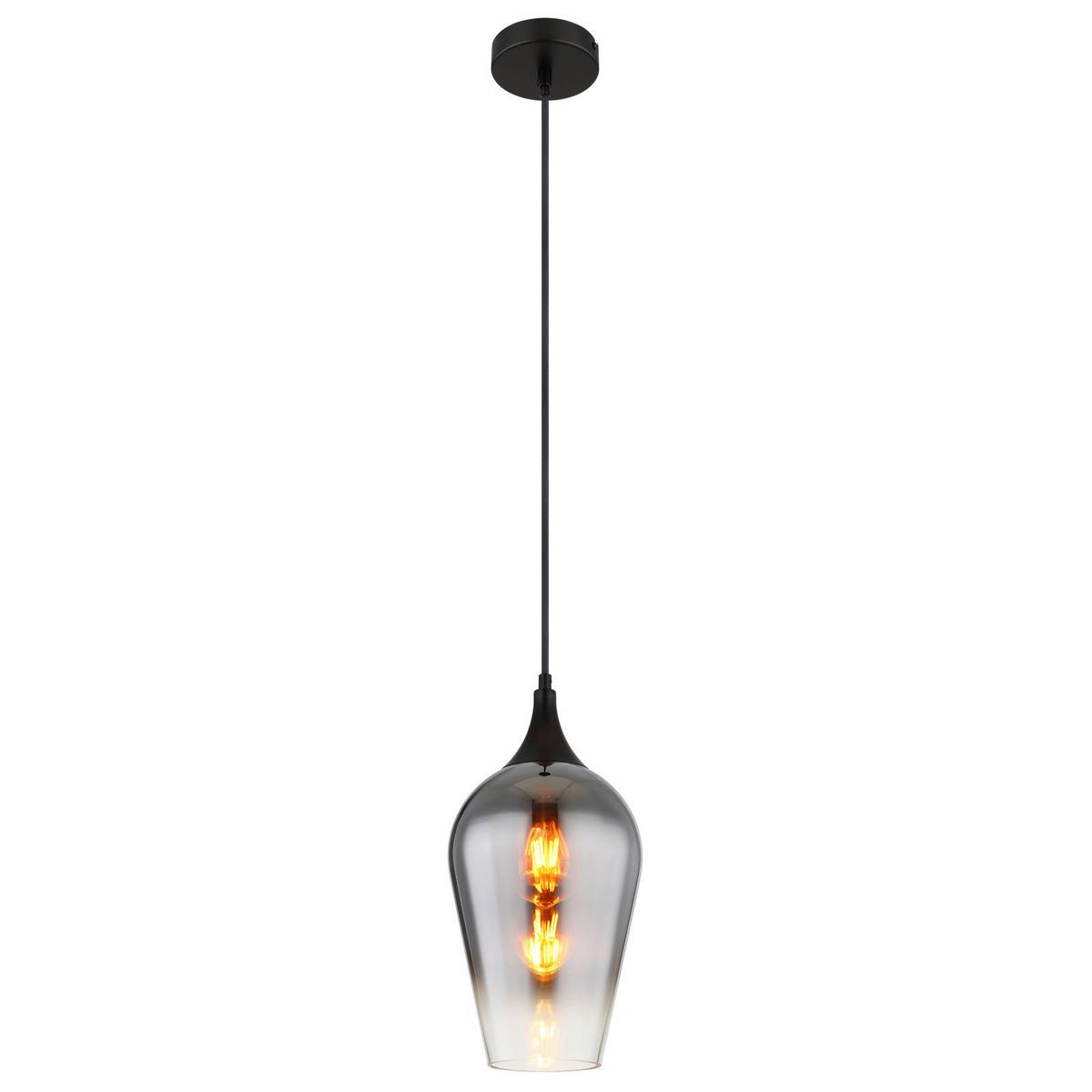 HÄNGELEUCHTE 15552H3 - Chromfarben/Schwarz, Design, Glas/Metall (18/120cm) - Globo
