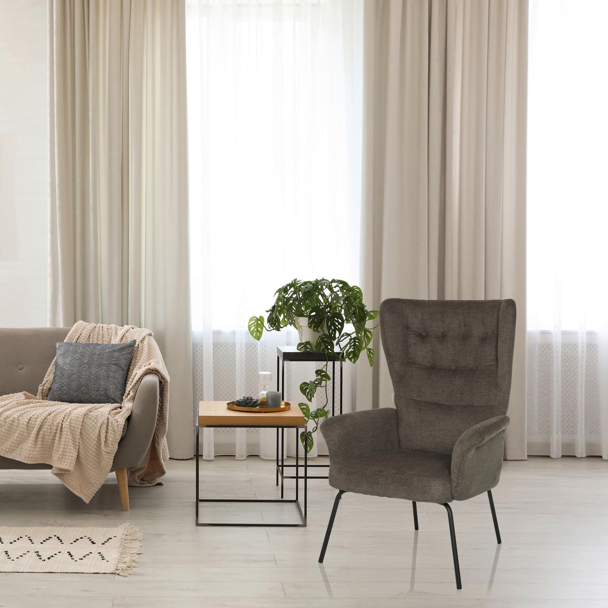 Fotelj Havenio, Temno Siva - temno siva/črna, Moderno, kovina/tekstil (71/110/71cm) - MID.YOU