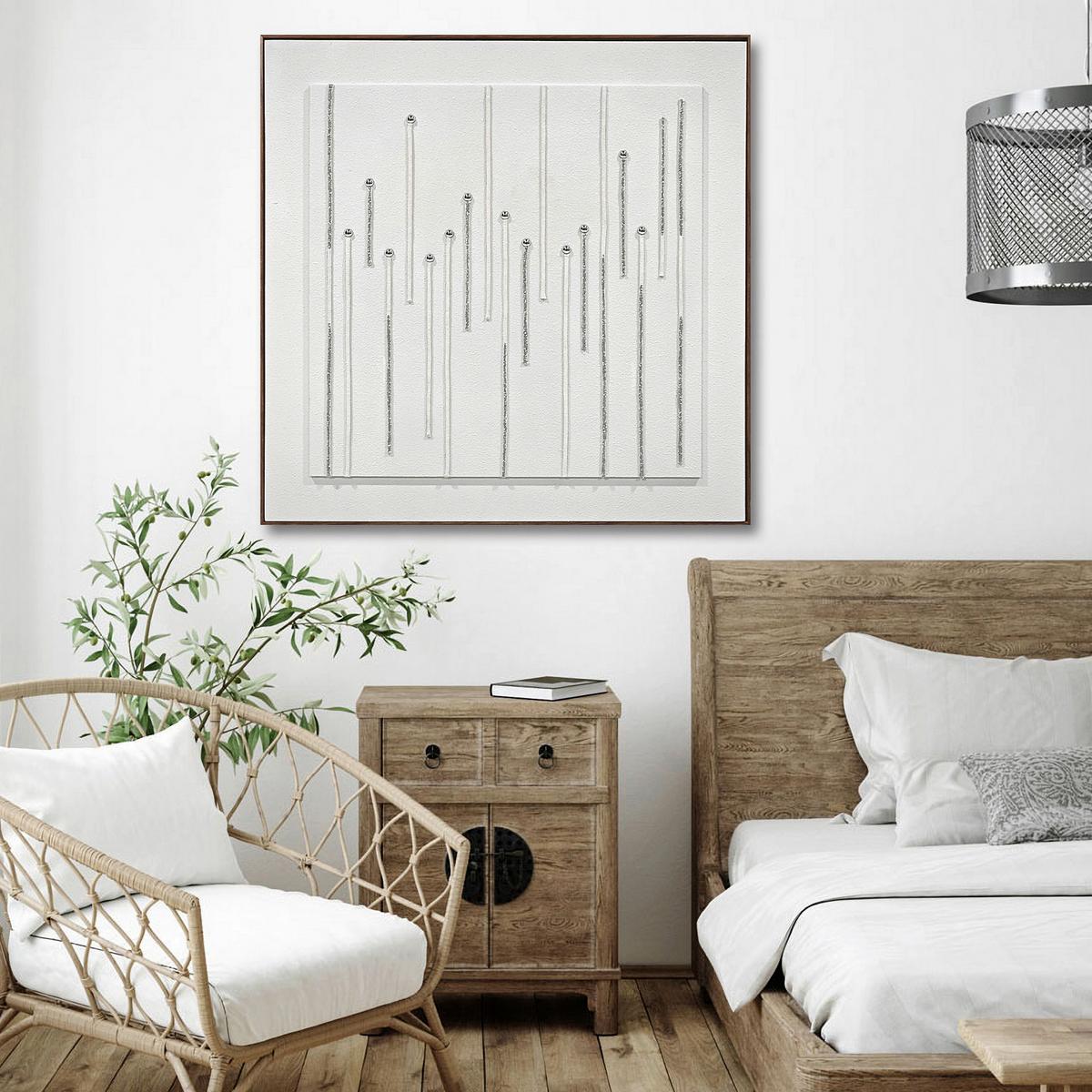 Leinwandbild Silver Dots Weiss Ca. 102x102x4,5cm - Weiss/Naturfarben, Konventionell, Holz/Kunststoff (102/102/4,5cm) - Mömax