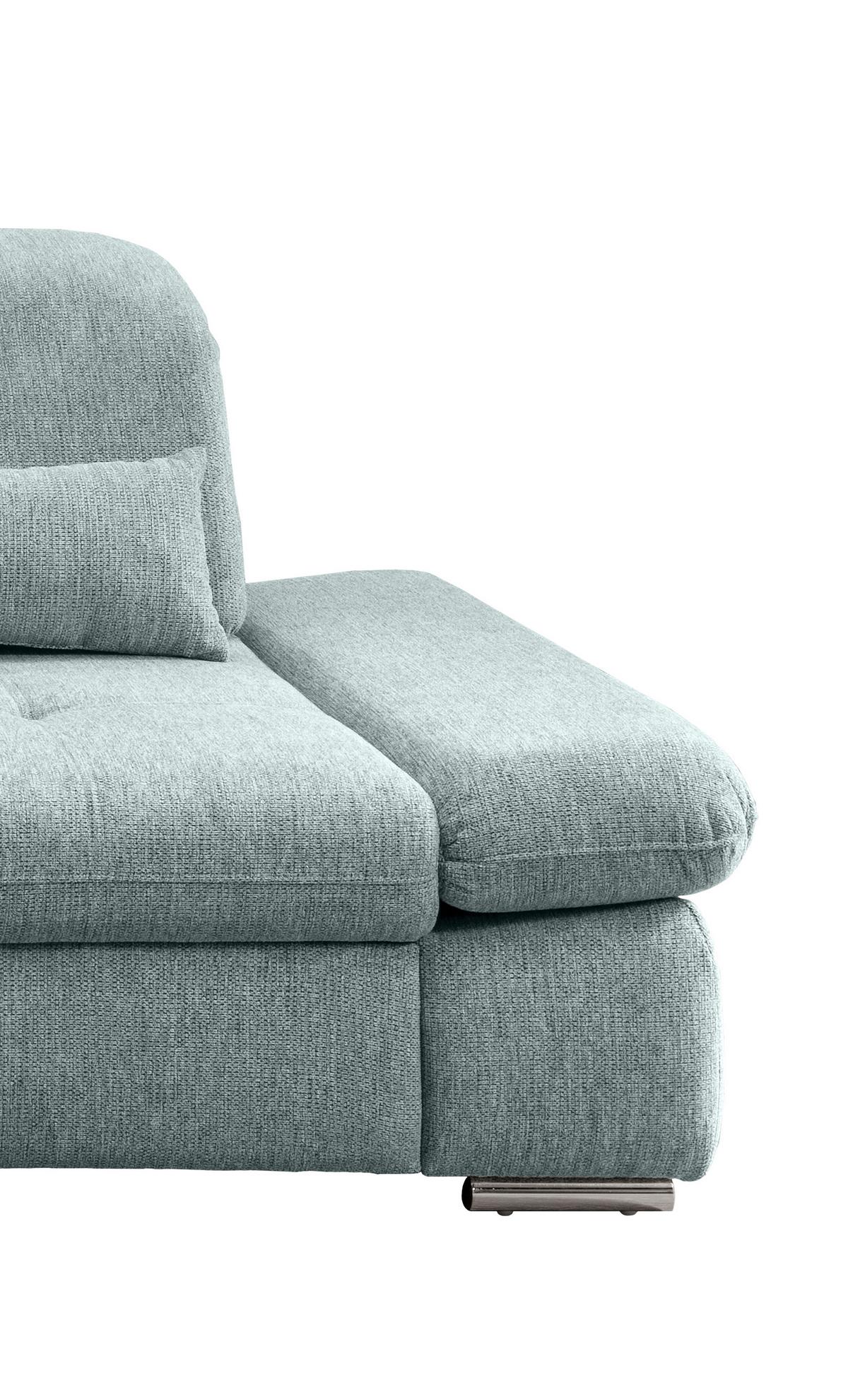 Ecksofa Dalida Mintgrün Chenille mit Bettkasten - Chromfarben/Mintgrün, Design, Textil/Metall (280/254cm) - Livetastic