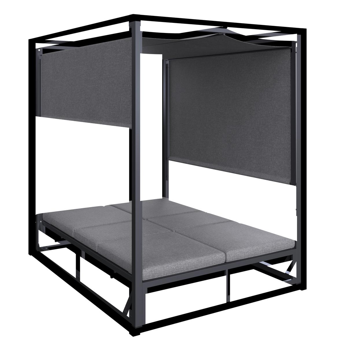 Sonneninsel Aviva Dunkelgrau Wetterfest - Grau, Modern, Textil/Metall (200/196/148cm) - Bessagi Garden
