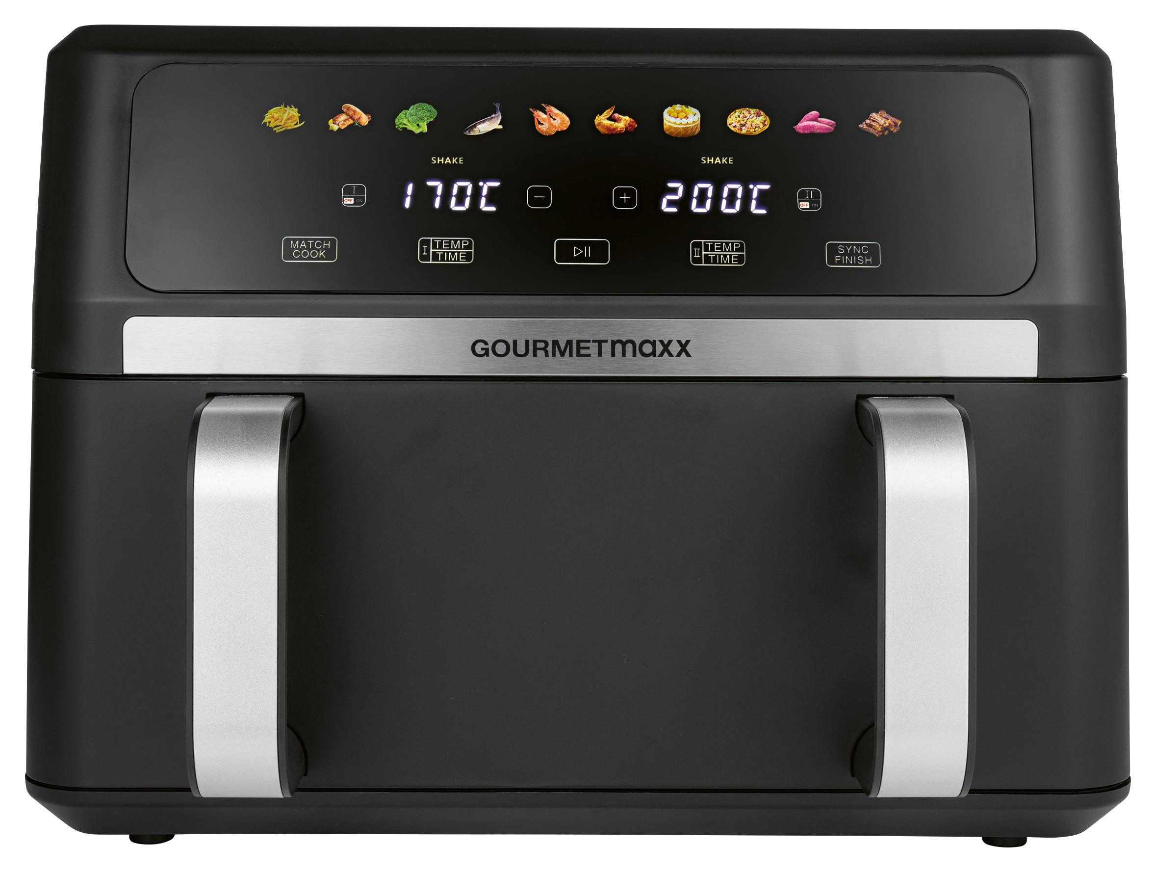 Heißluftfritteuse Gourmetmaxx Schwarz max. 2800 Watt - Edelstahlfarben/Schwarz, MODERN, Kunststoff/Metall (40.5/35.4/29cm)