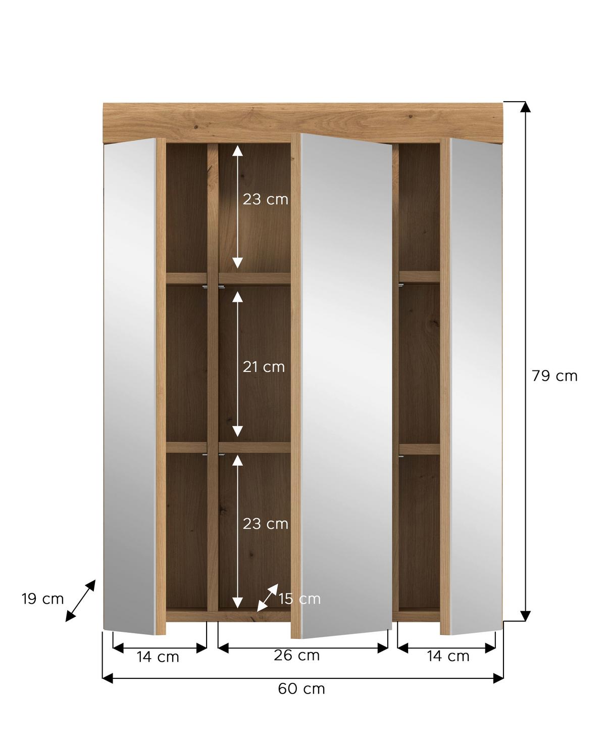 Spiegelschrank Scout Eiche Artisan - Eiche Artisan, Trend, Glas/Holzwerkstoff (60/79/18cm) - MID.YOU