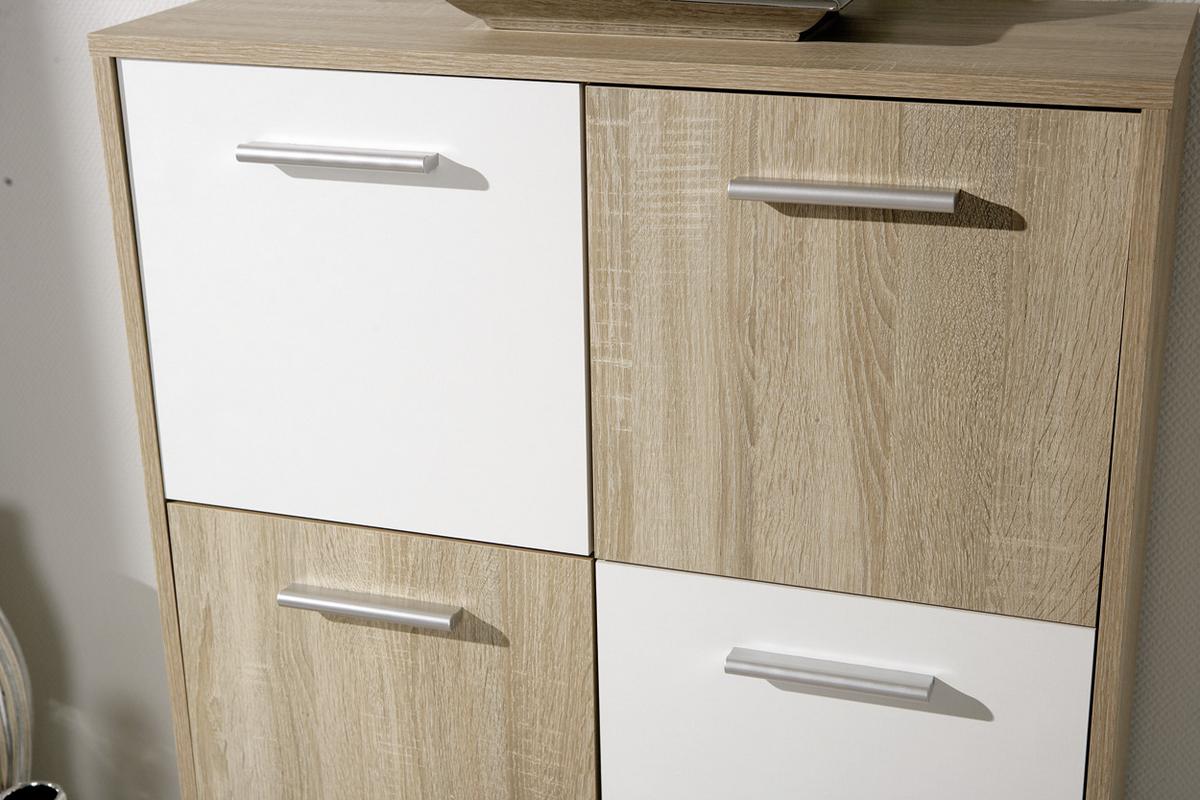 Highboard Egadi Weiß/Eiche - Alufarben/Weiß, Basics, Holzwerkstoff/Kunststoff (77/115/30cm) - MID.YOU