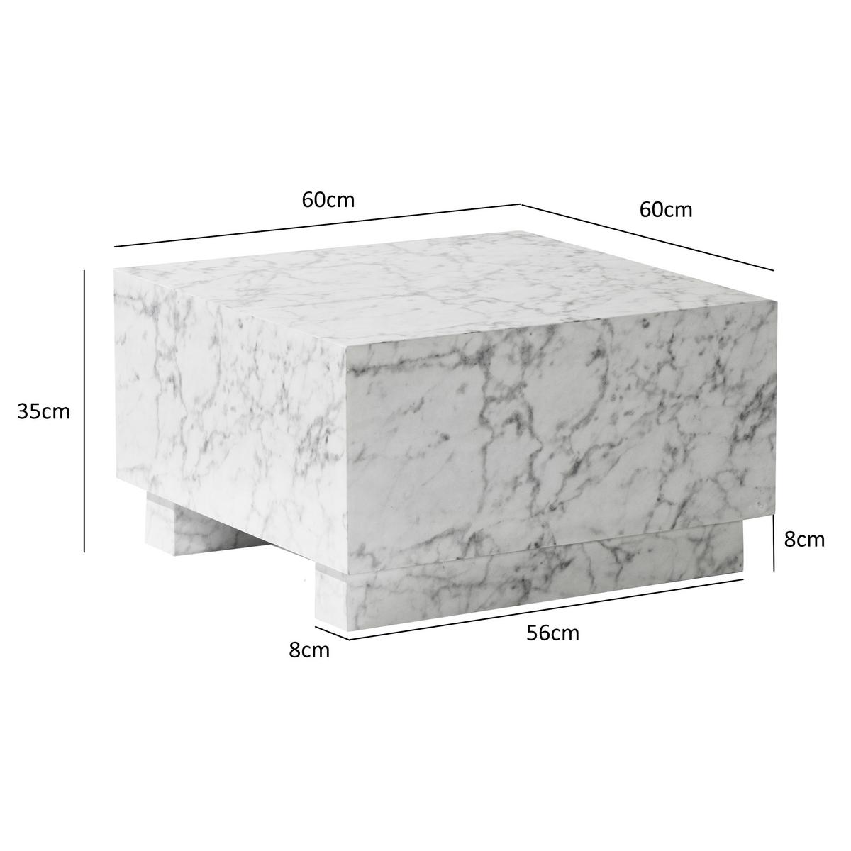 Klubska Miza Monobloc - bela/visoki sijaj, Trendi, leseni material (60/60/35cm) - Livetastic