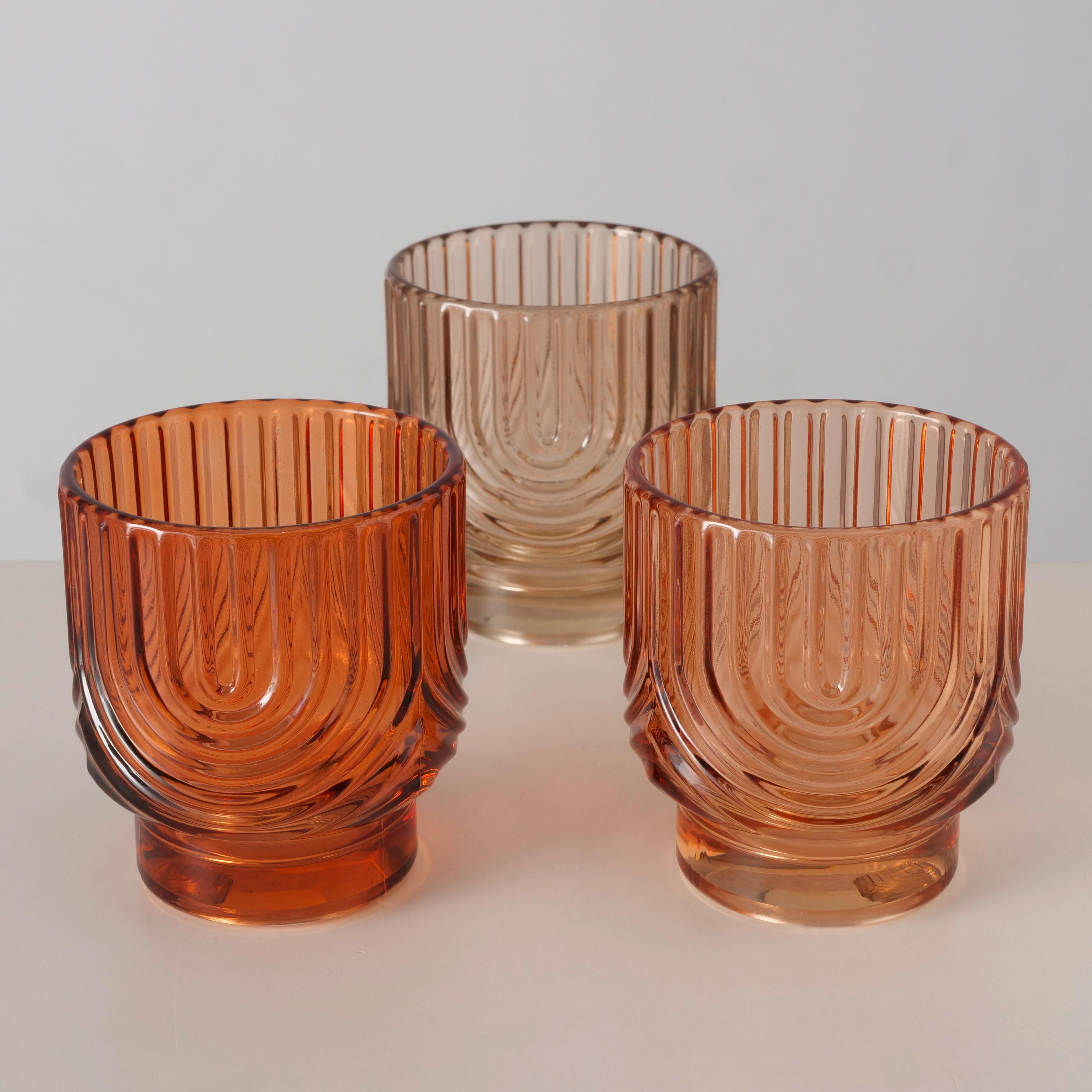 Windlicht Arcy I Orange/Beige - Beige/Orange, KONVENTIONELL, Glas (7/8cm) - Mömax