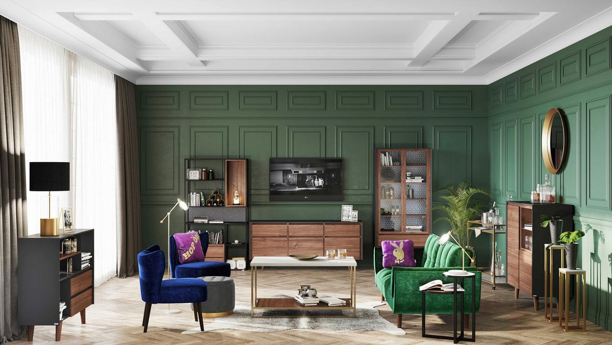 Hocker LIZ Grau Samt - Goldfarben/Grau, LIFESTYLE, Textil (50/40/50cm) - Playboy