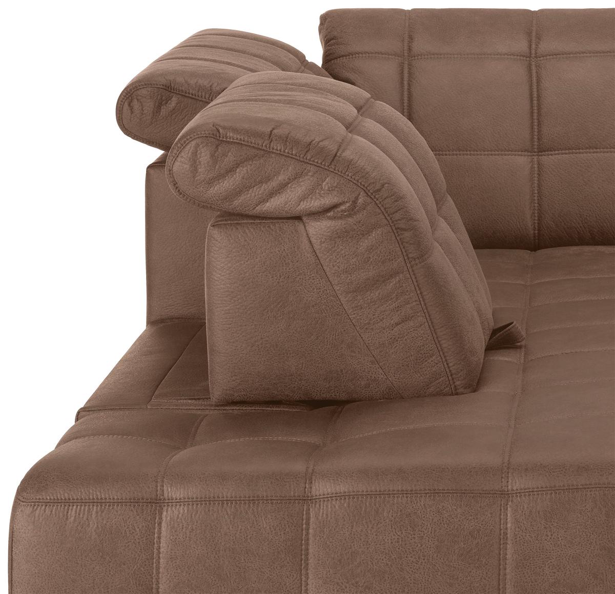 Ecksofa Panama links Terracotta - Terracotta/Schwarz, KONVENTIONELL, Textil/Metall (216/89-102/304cm) - Premium Living