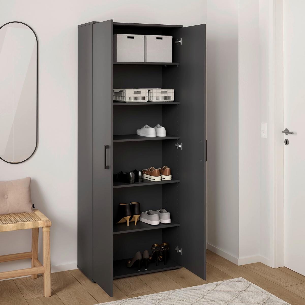 Mehrzweckschrank Bobby I Anthrazit - Anthrazit, KONVENTIONELL, Holz (70/179/34cm) - Mömax