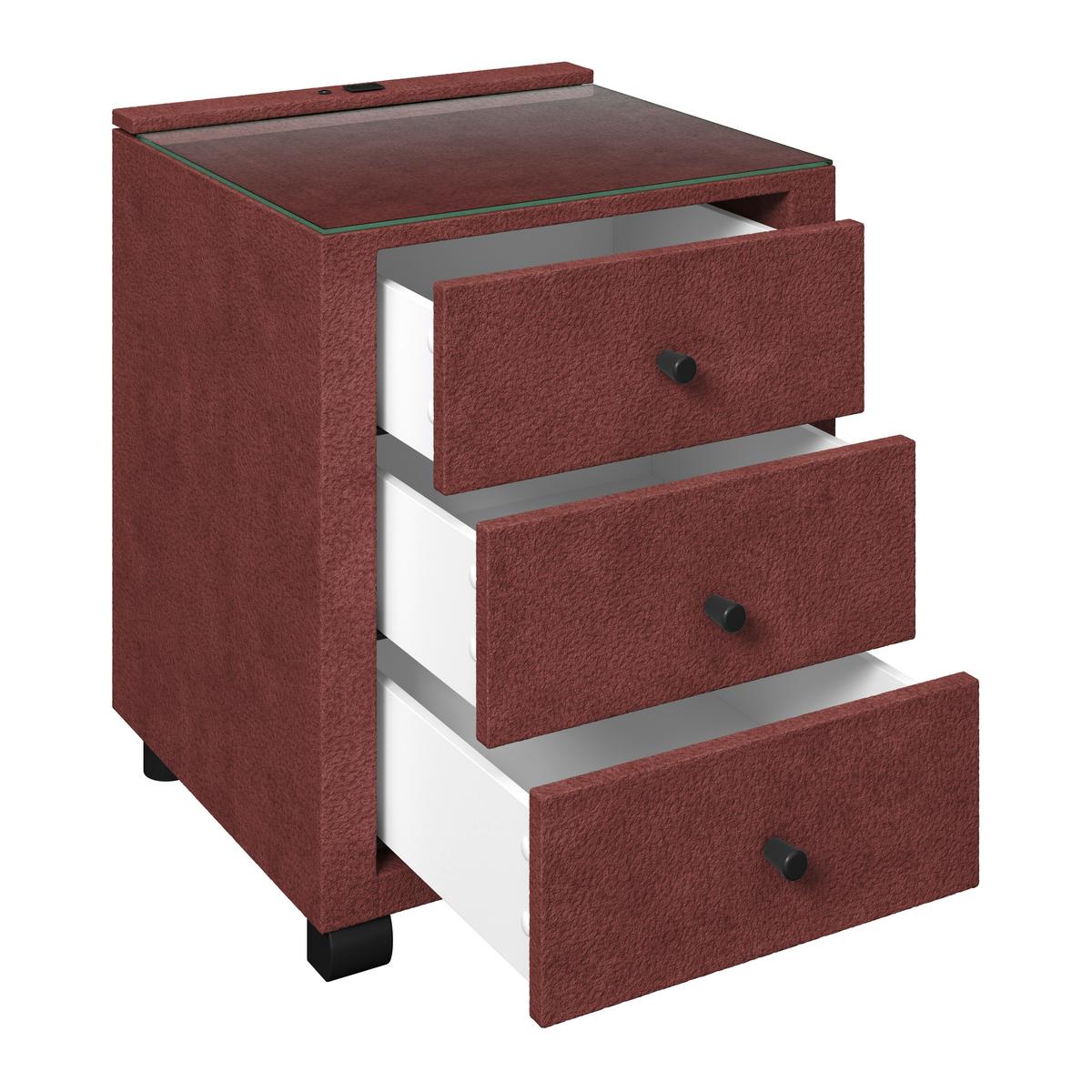 Noćni Ormarić Elysia - bordo, Trend, staklo/drvni materijal (48/68/45,5cm) - Premium Living